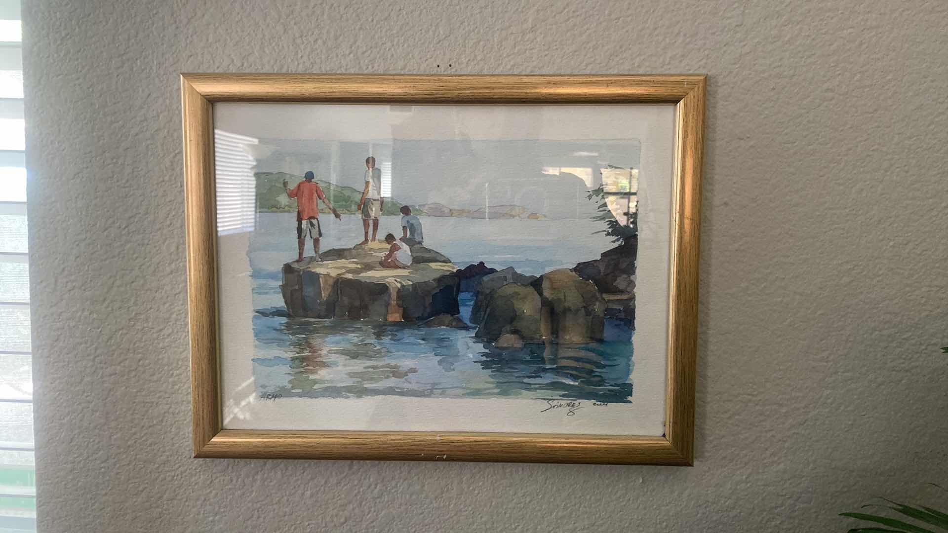 Photo 5 of 2 - FRAMED WATERCOLORS SEASIDE SIGNED ARTWORK 16 1/2” x 13”