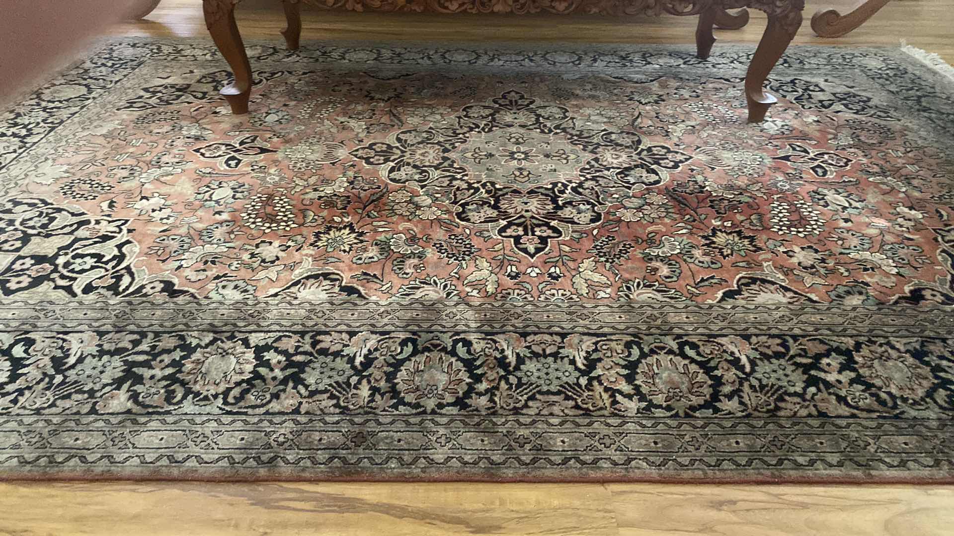 Photo 2 of SILK WOOL COTTON KASHMIR AREA RUG WITH COA 8’ 9” X 6’ EXCLUDING FRINGE