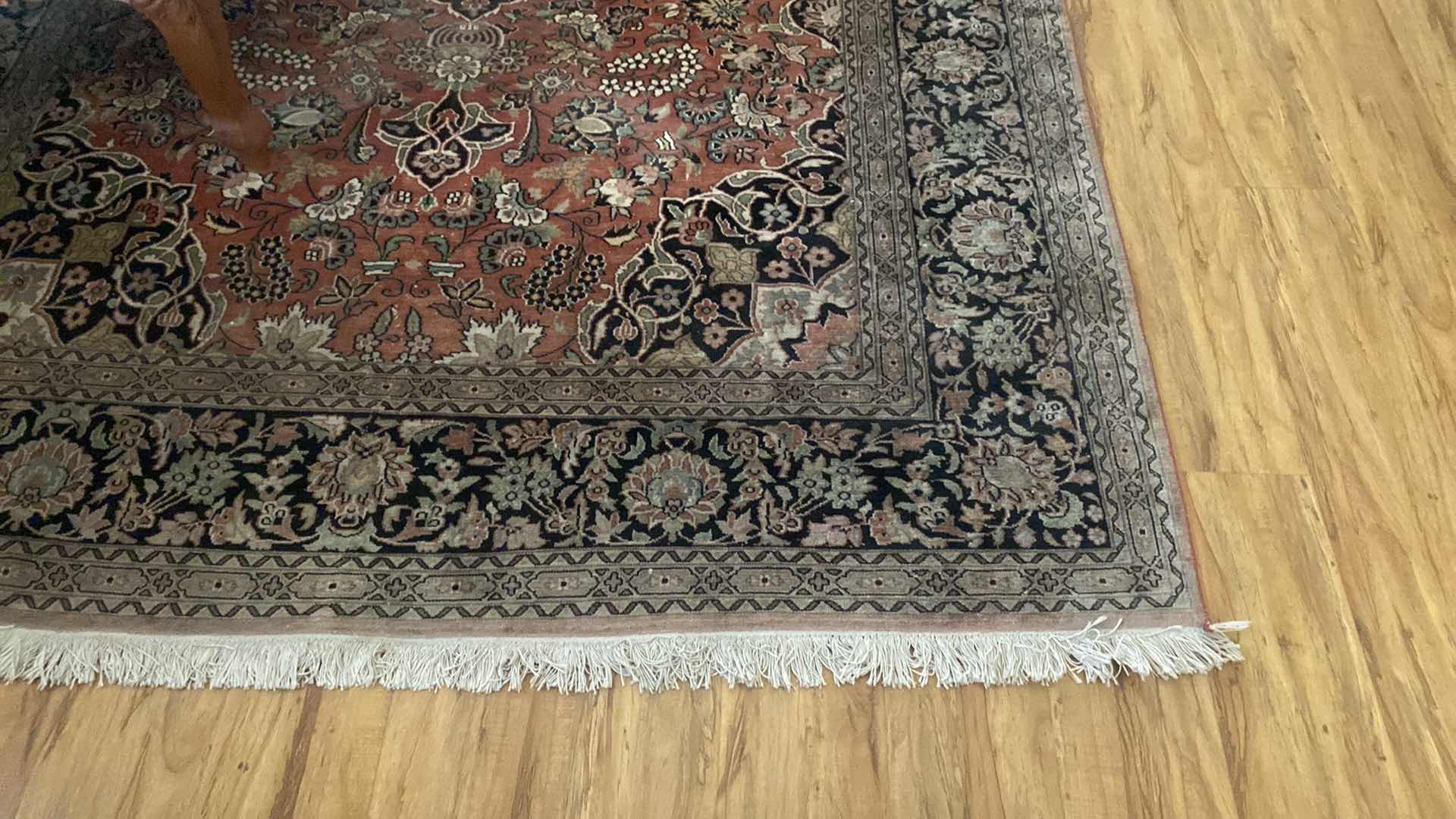 Photo 5 of SILK WOOL COTTON KASHMIR AREA RUG WITH COA 8’ 9” X 6’ EXCLUDING FRINGE