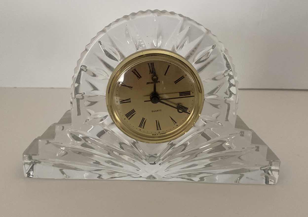 Photo 1 of ILLUSIONS HAND CUT & HANDBLOWN CRYSTAL CLOCK FROM CROATIA BY SAMOBOR 7 1/4” x 5”