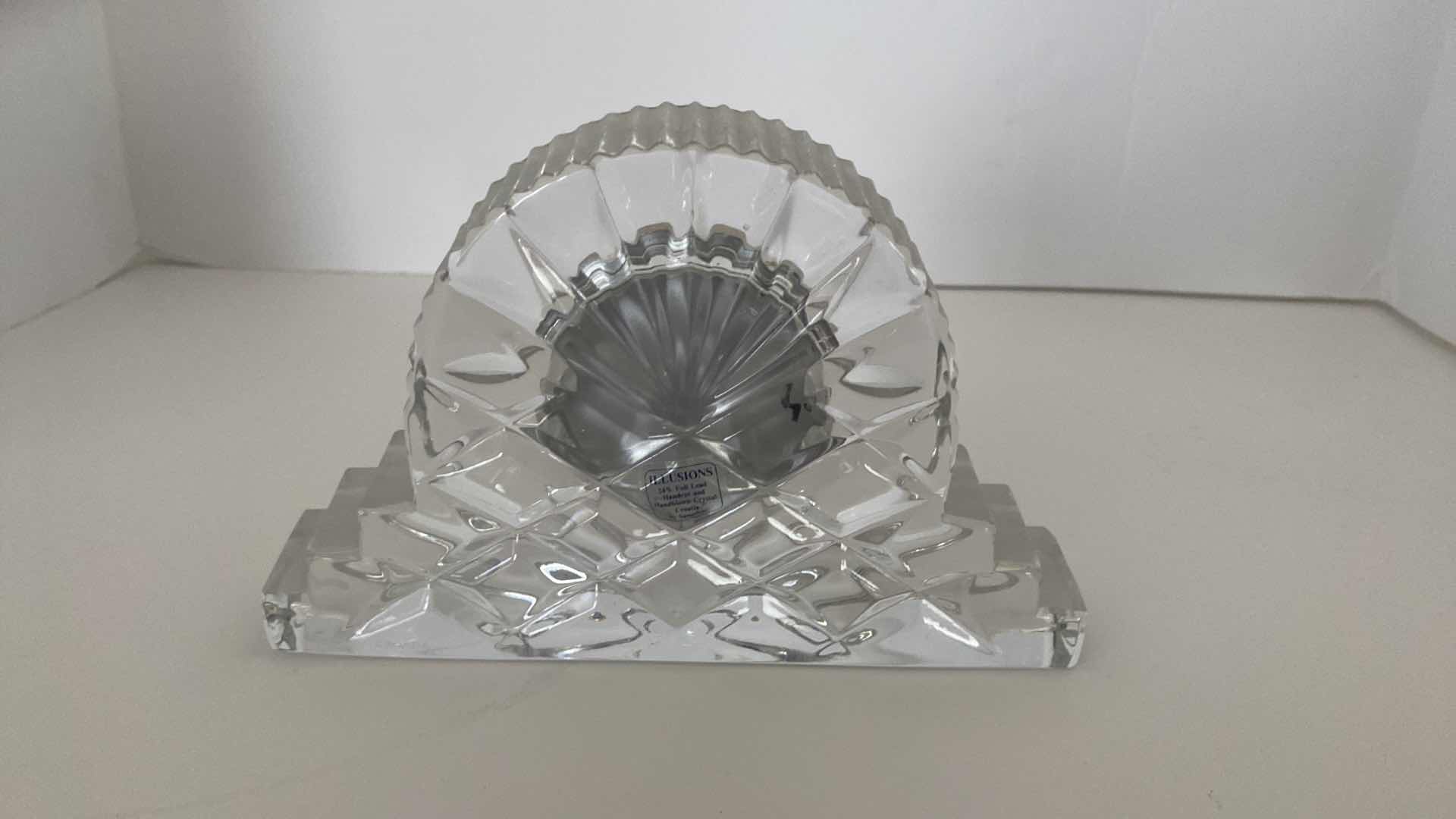 Photo 3 of ILLUSIONS HAND CUT & HANDBLOWN CRYSTAL CLOCK FROM CROATIA BY SAMOBOR 7 1/4” x 5”