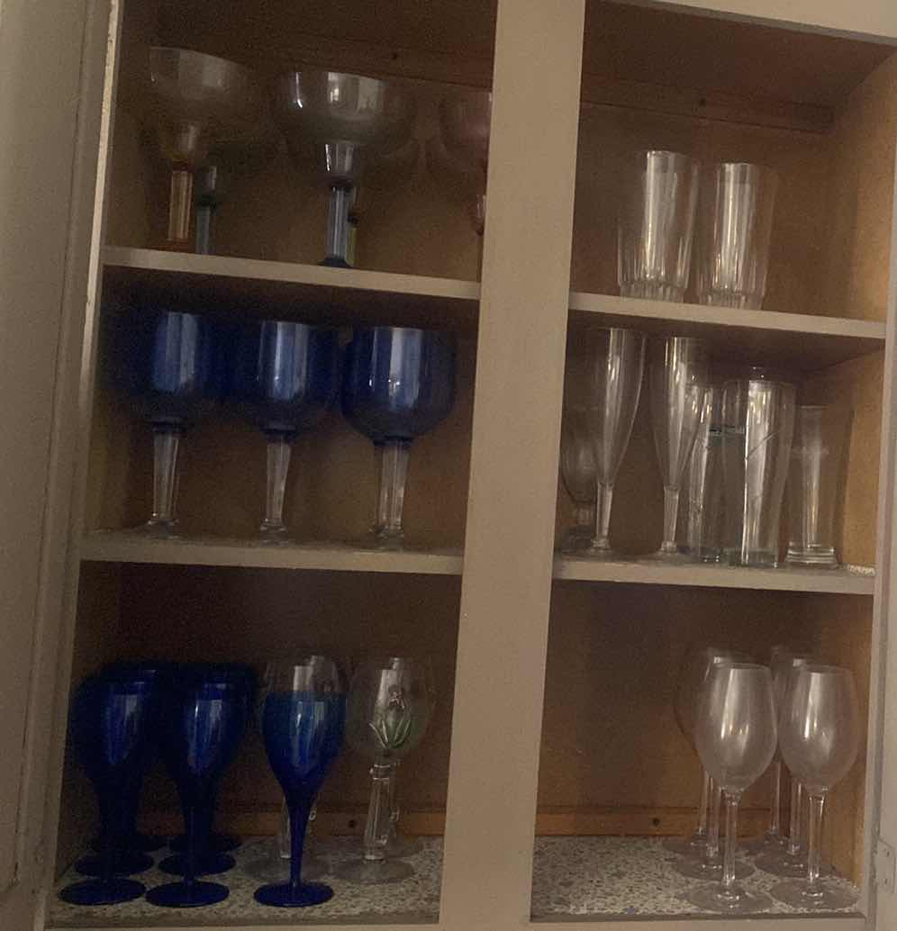 Photo 1 of CONTENTS KITCHEN CABINET - PLASTIC WARE AND GLASSES