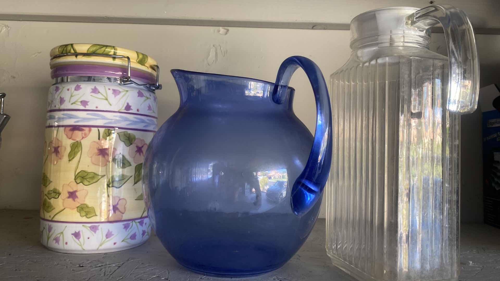 Photo 2 of SHELF IN GARAGE - CANISTERS & PITCHERS