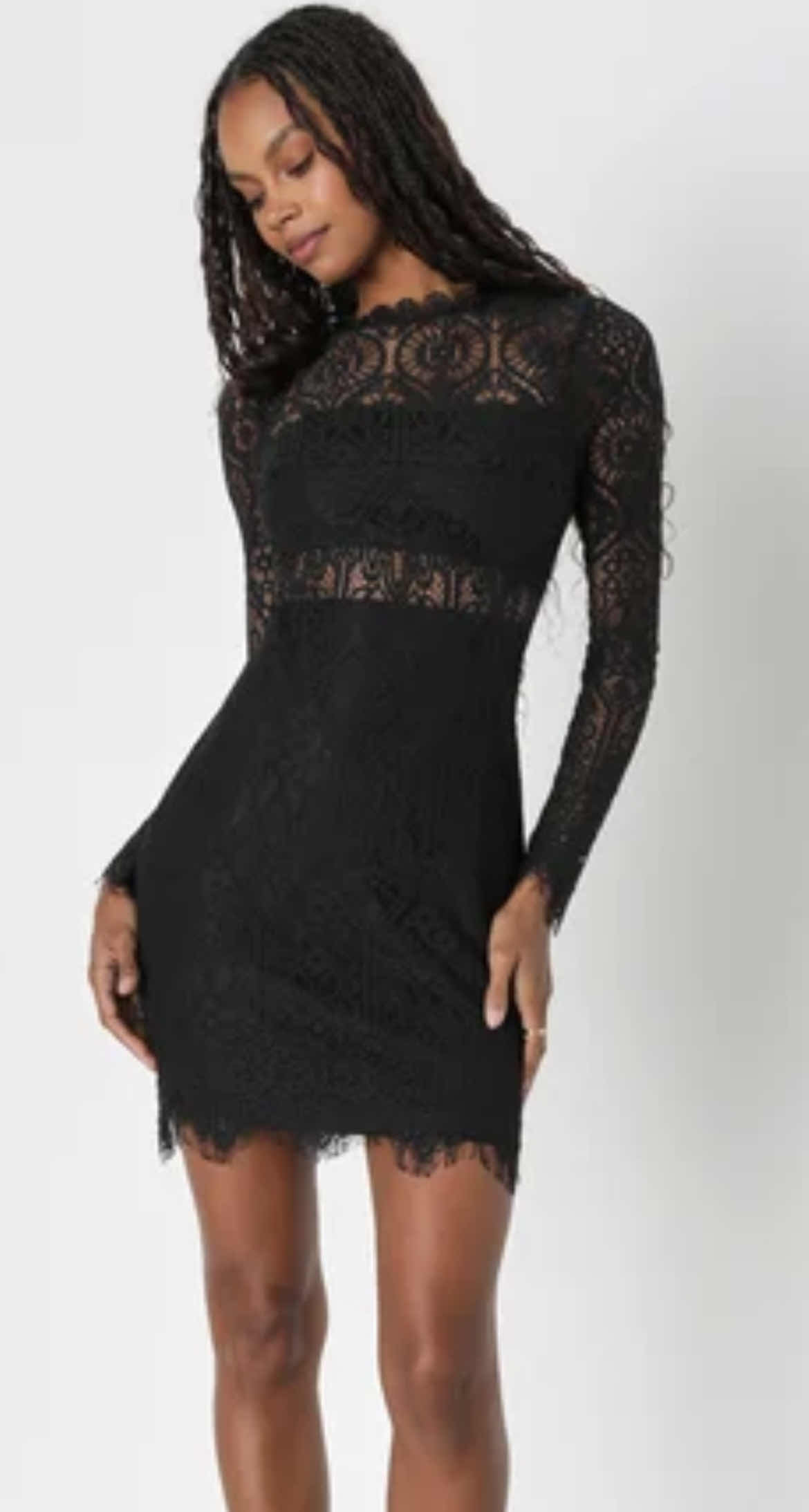 Photo 1 of WOMENS BRAND NEW LONG SLEEVE BLACK LACE DRESS WITH TAG, SIZE MED CHEST 36” WAIST 28”