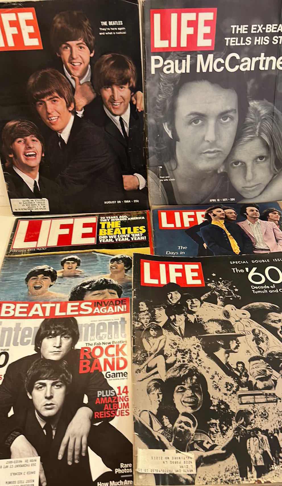 Photo 1 of COLLECTION ON VINTAGE LIFE MAGAZINES FEATURING THE BEATLES PLUS 2 ENTERTAINMENT WEEKLY