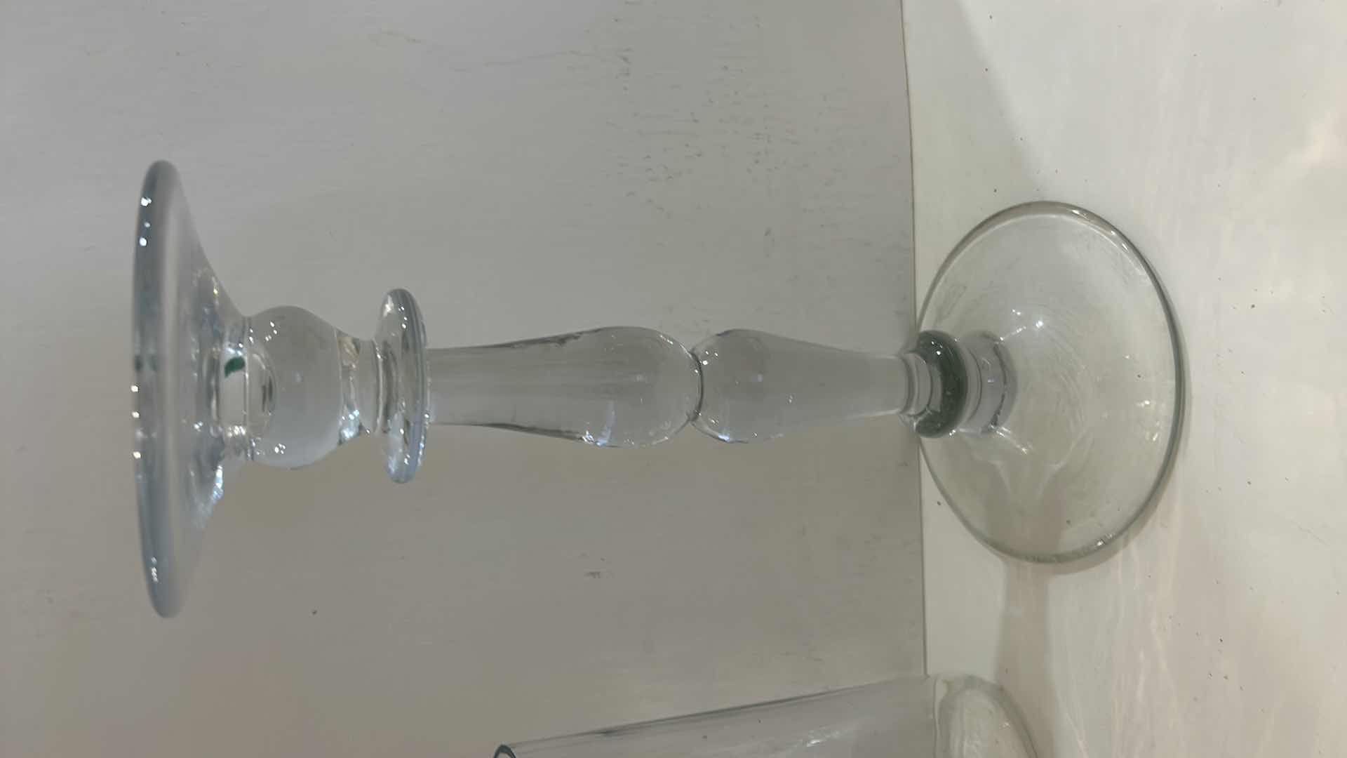 Photo 2 of 3 PC HOME DECOR- GLASS CANDLESTICKS (TALLEST H11”) AND FLOWER VASE 9 1/2” x 7 1/2”