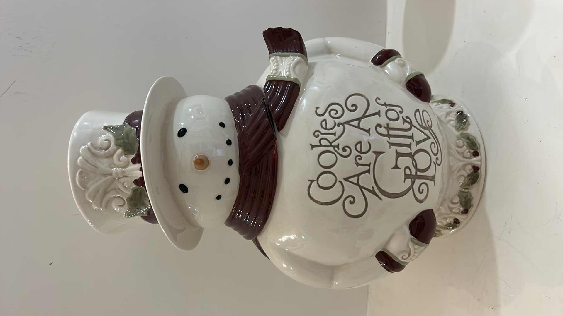 Photo 1 of COOKIE JAR- COOKIES ARE A GIFT OF LOVE SNOWMAN H13.5”