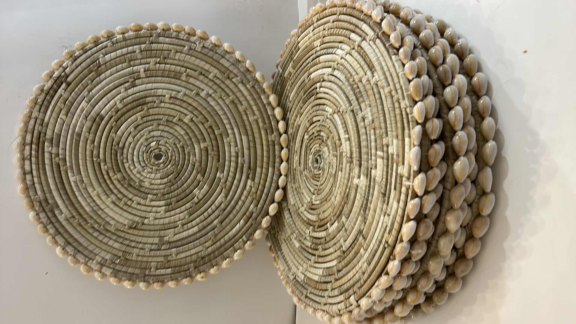 Photo 1 of 8 WOVEN PLACEMATS WITH SEWN ON SHELLS