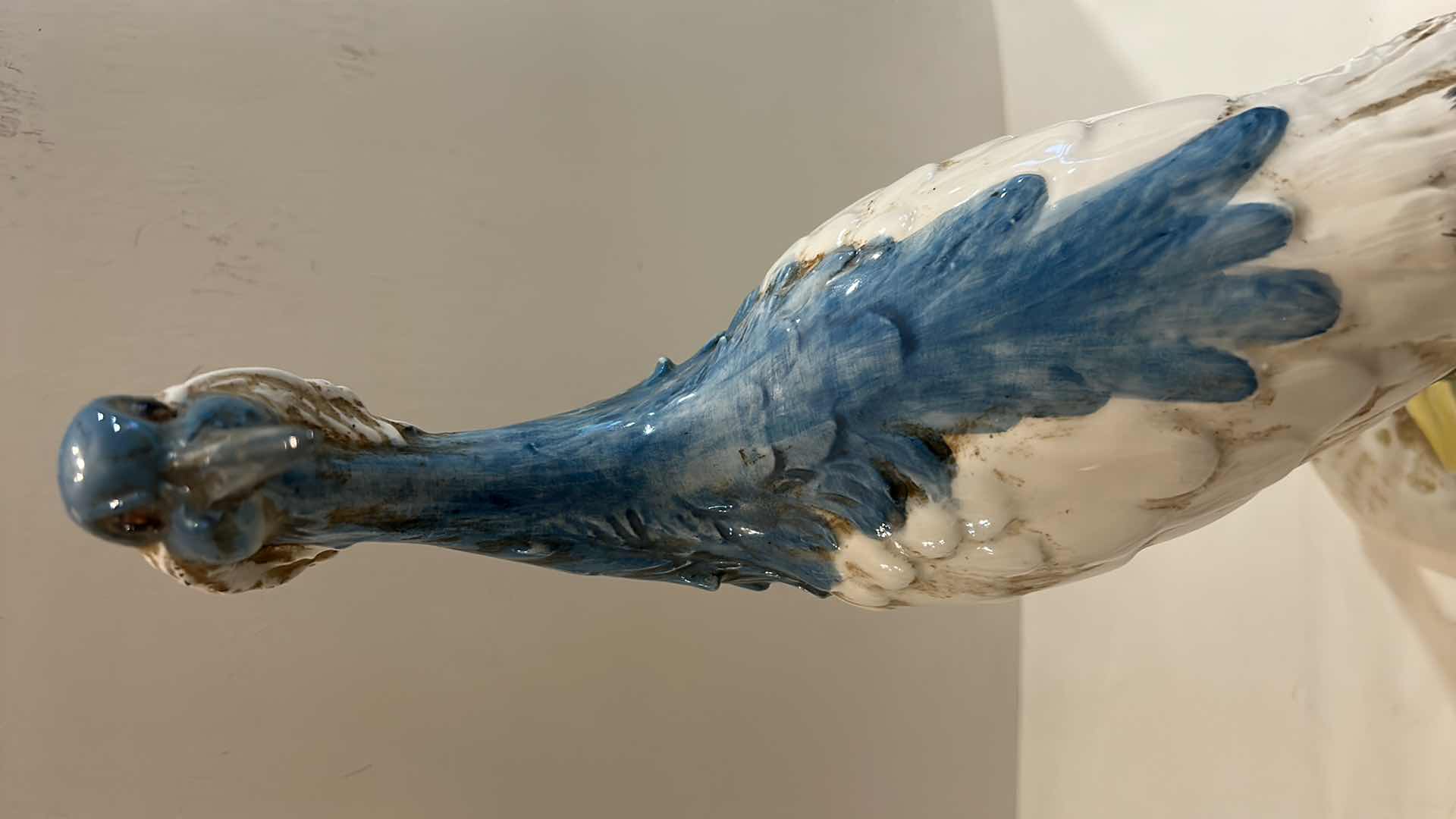 Photo 5 of BLUE AND WHITE PORCELAIN BIRD STATUE H18.5”