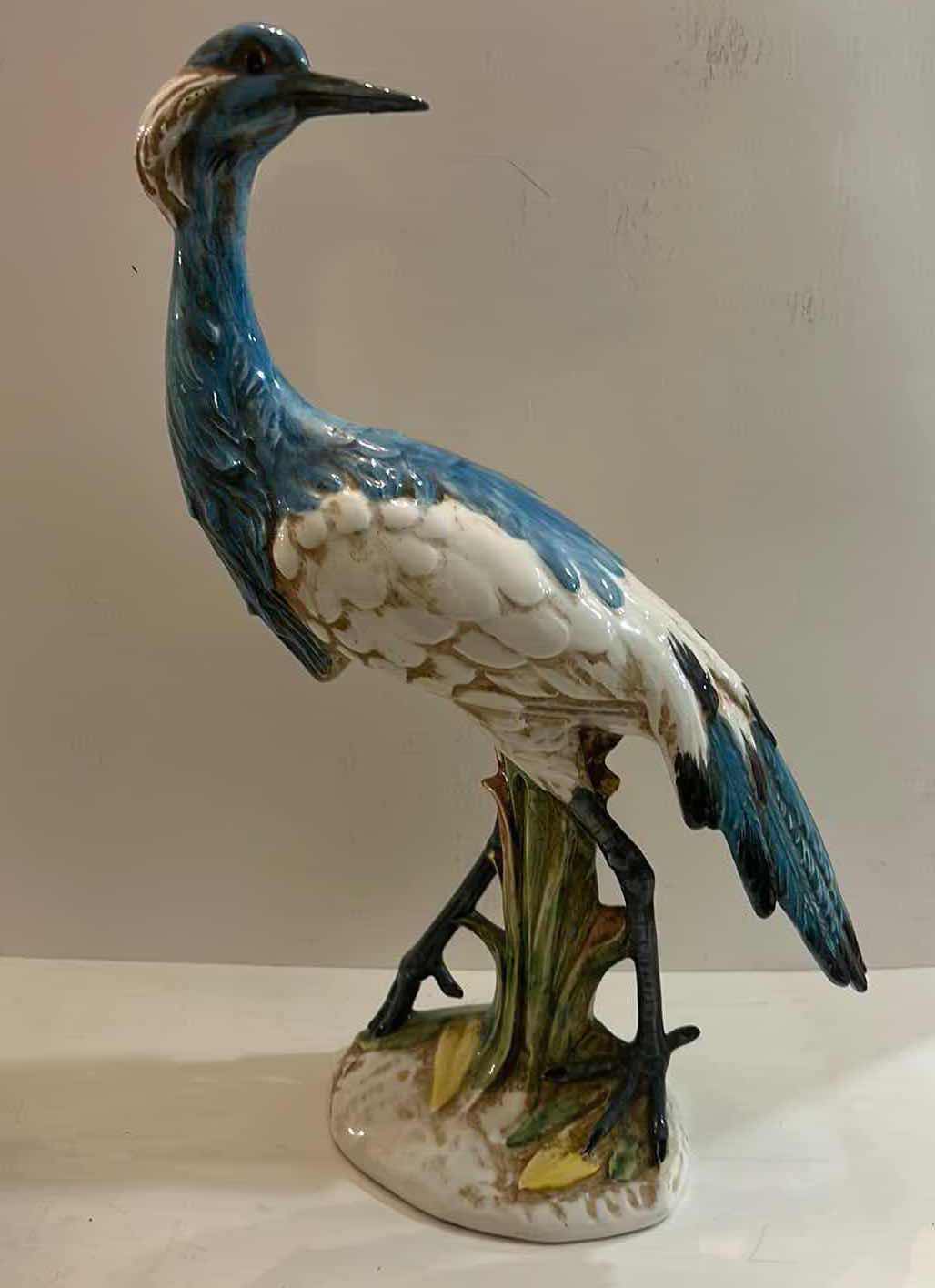 Photo 1 of BLUE AND WHITE PORCELAIN BIRD STATUE H18.5”