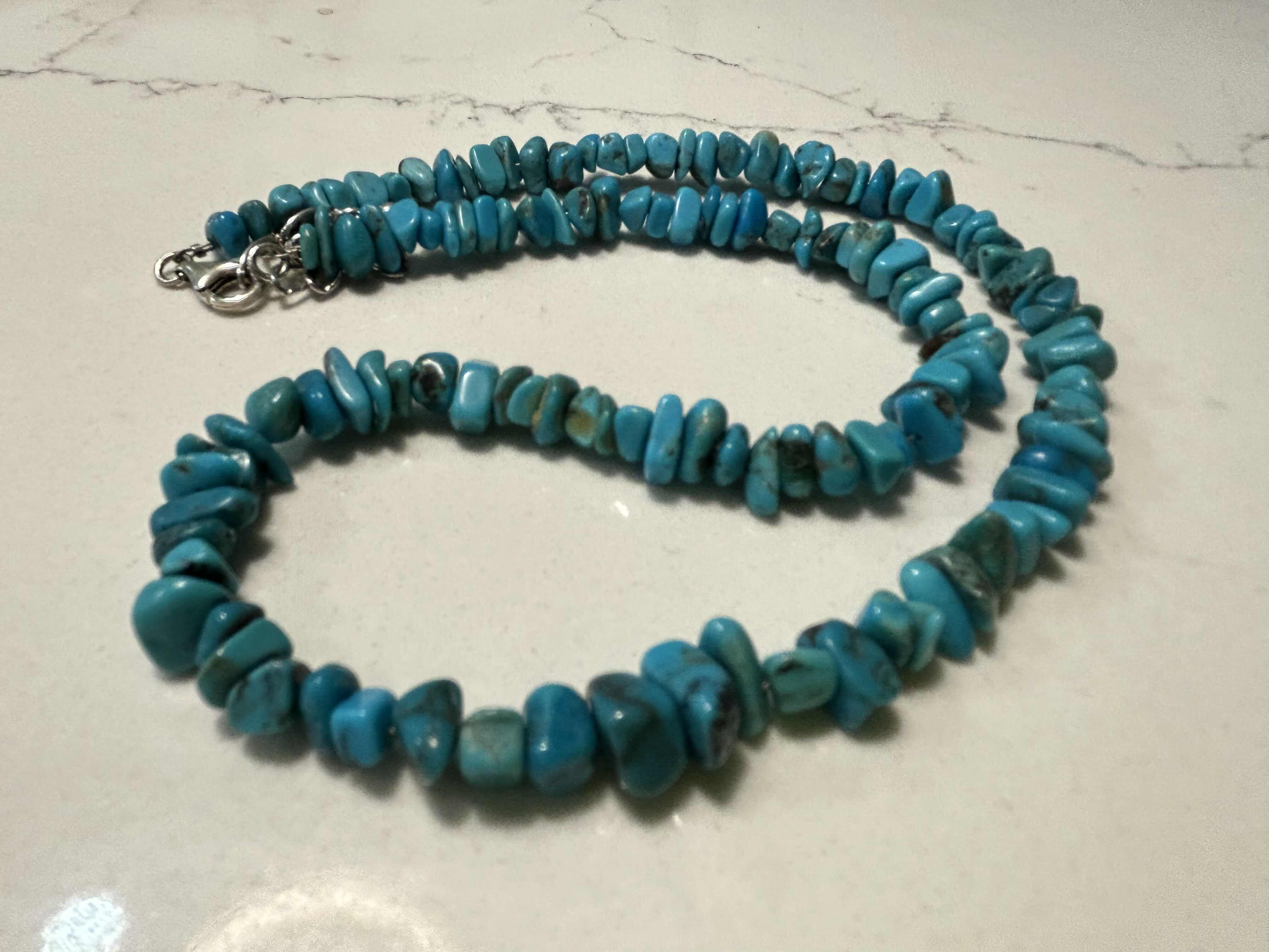 Photo 1 of GENUINE TURQUOISE NUGGET AND STERLING SILVER NECKLACE