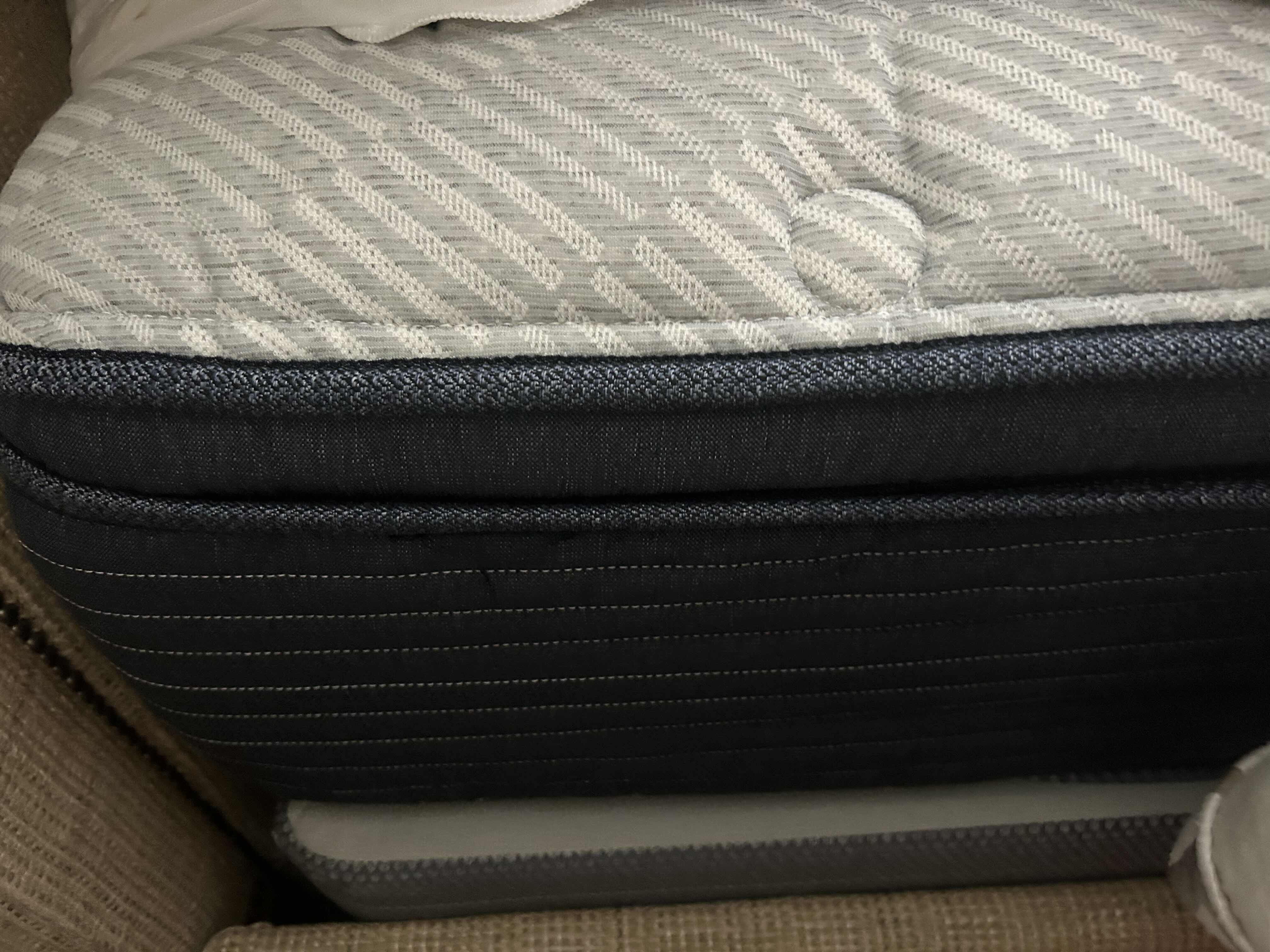 Photo 4 of SERTA PERFECT SLEEPER PILLOW TOP MATTRESS (LIKE NEW) ONLY SLEPT ON A HANDFULL OF TIMES,FULL MATTRESS PROTECTION COVER AND FRAMES