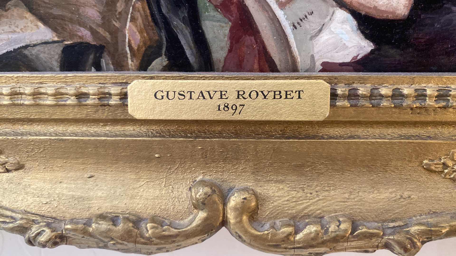 Photo 4 of FRAMED GUSTAV ROYBET  “A CHANCE MEETING” LATE 19th CENTURY MIXED MEDIA OIL FROM ARDEN GALLERY ARTWORK 21” x 15”