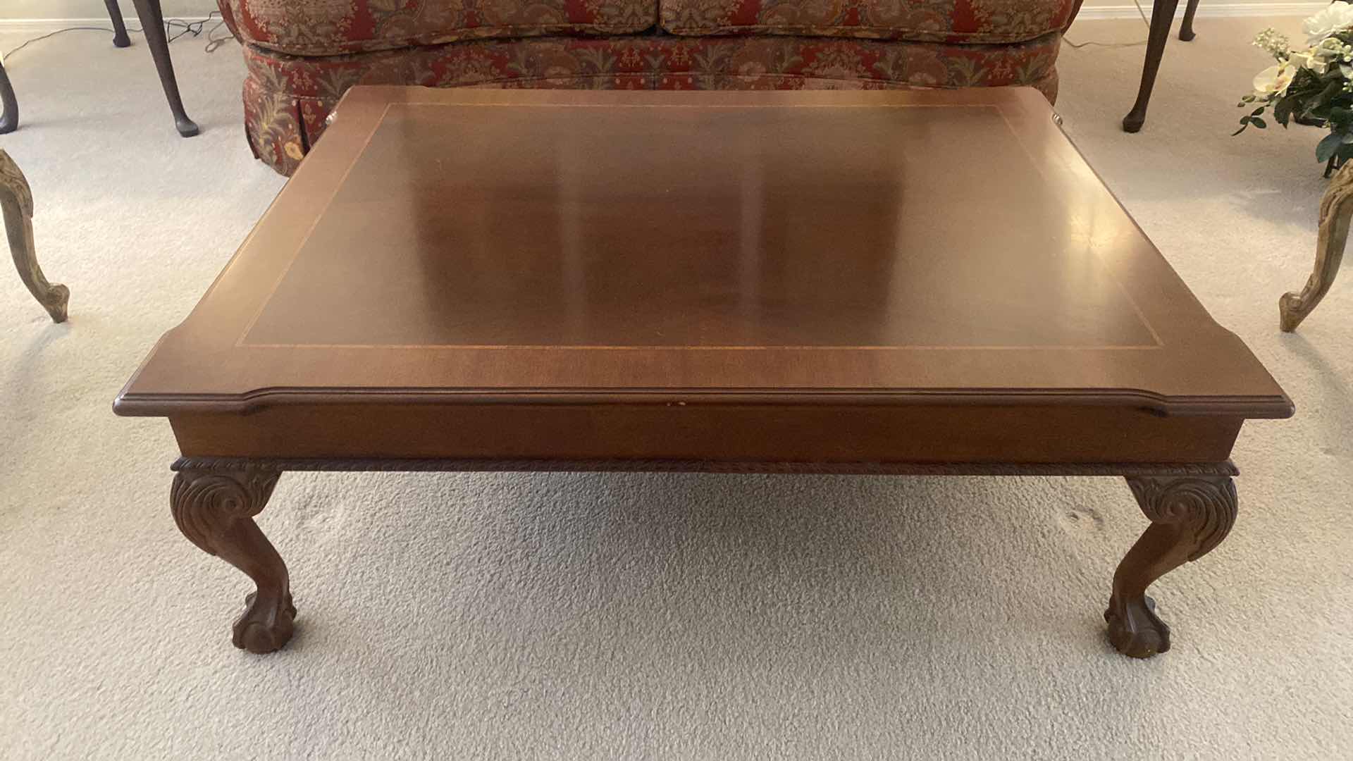 Photo 1 of ETHAN ALLEN MAHOGANY BALL & CLAW COCKTAIL TABLE 48” x 35 1/2” x 17” RECIEPT