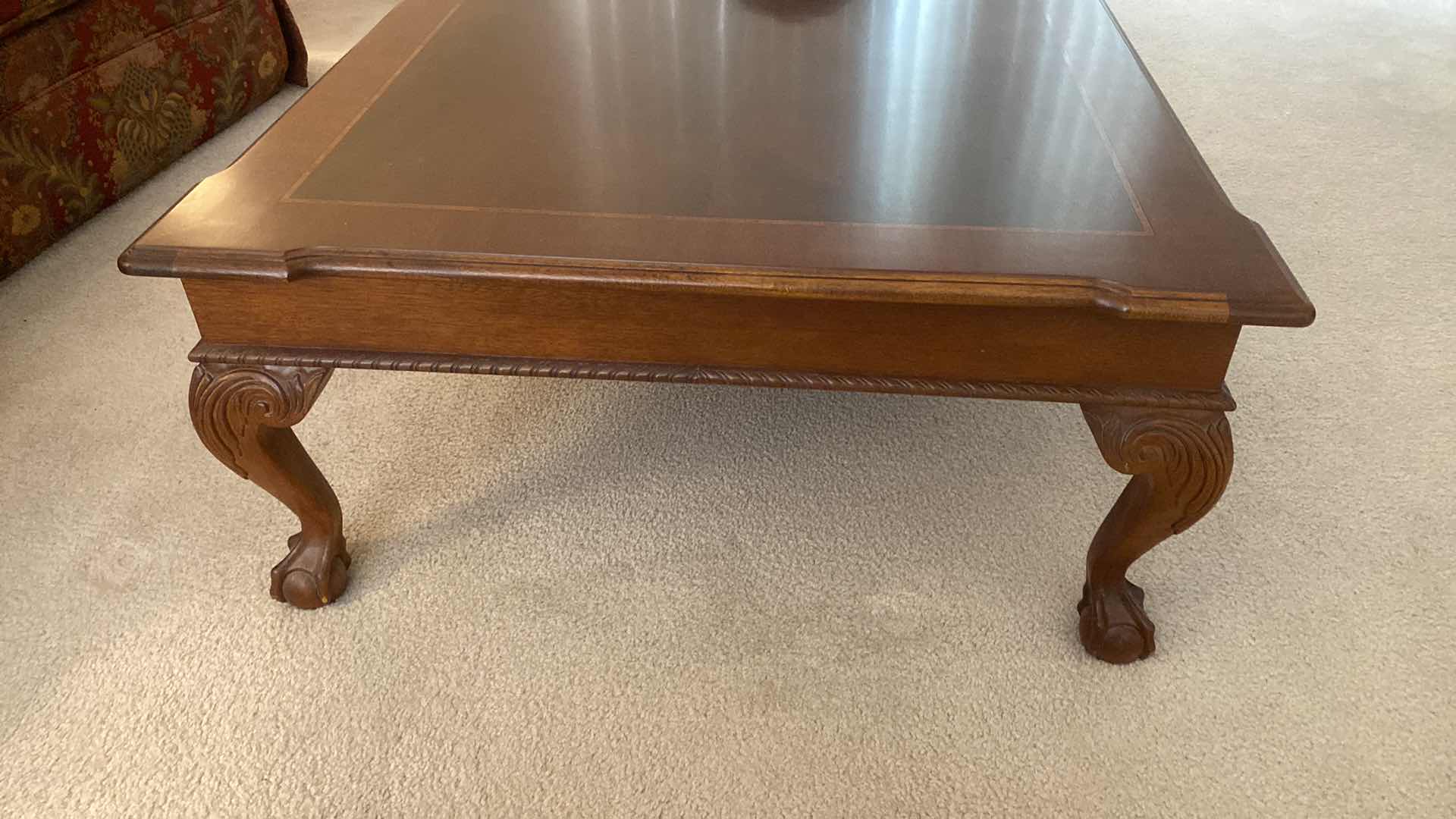 Photo 3 of ETHAN ALLEN MAHOGANY BALL & CLAW COCKTAIL TABLE 48” x 35 1/2” x 17” RECIEPT