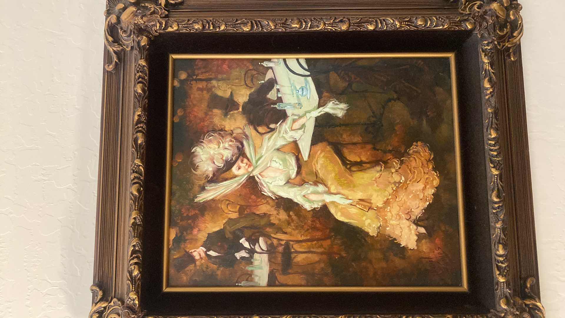 Photo 2 of FRAMED MIGUEL PAMIES LATE 19th CENTURY MIXED MEDIA OIL ON CANVAS YOUNG GIRLS ARTWORK UNFRAMED 13” X 16”, FRAMED 20 1/2” x 23 1/2” ESTIMATED VALUE  FROM JUNE 1983 $550