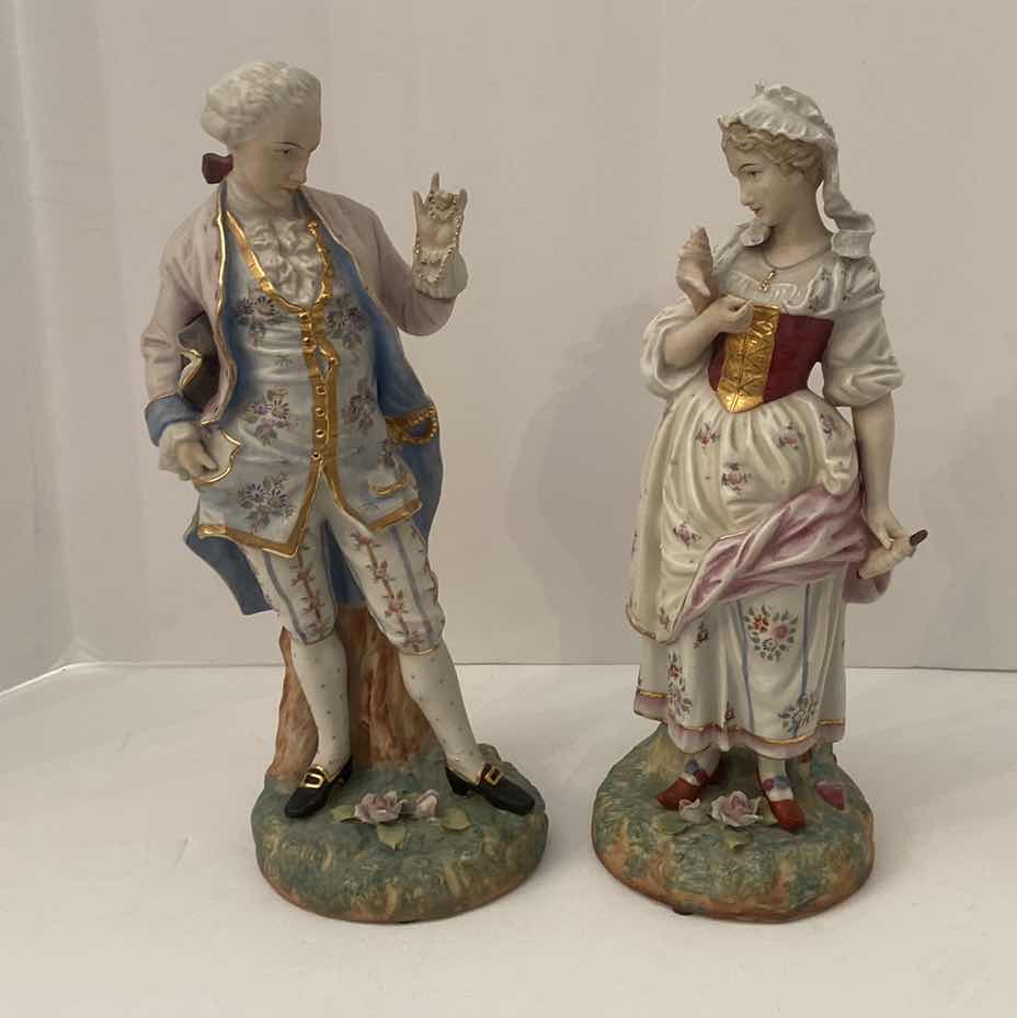 Photo 1 of PAIR OF BISQUE PORCELAIN FIGURINES 11 1/2”