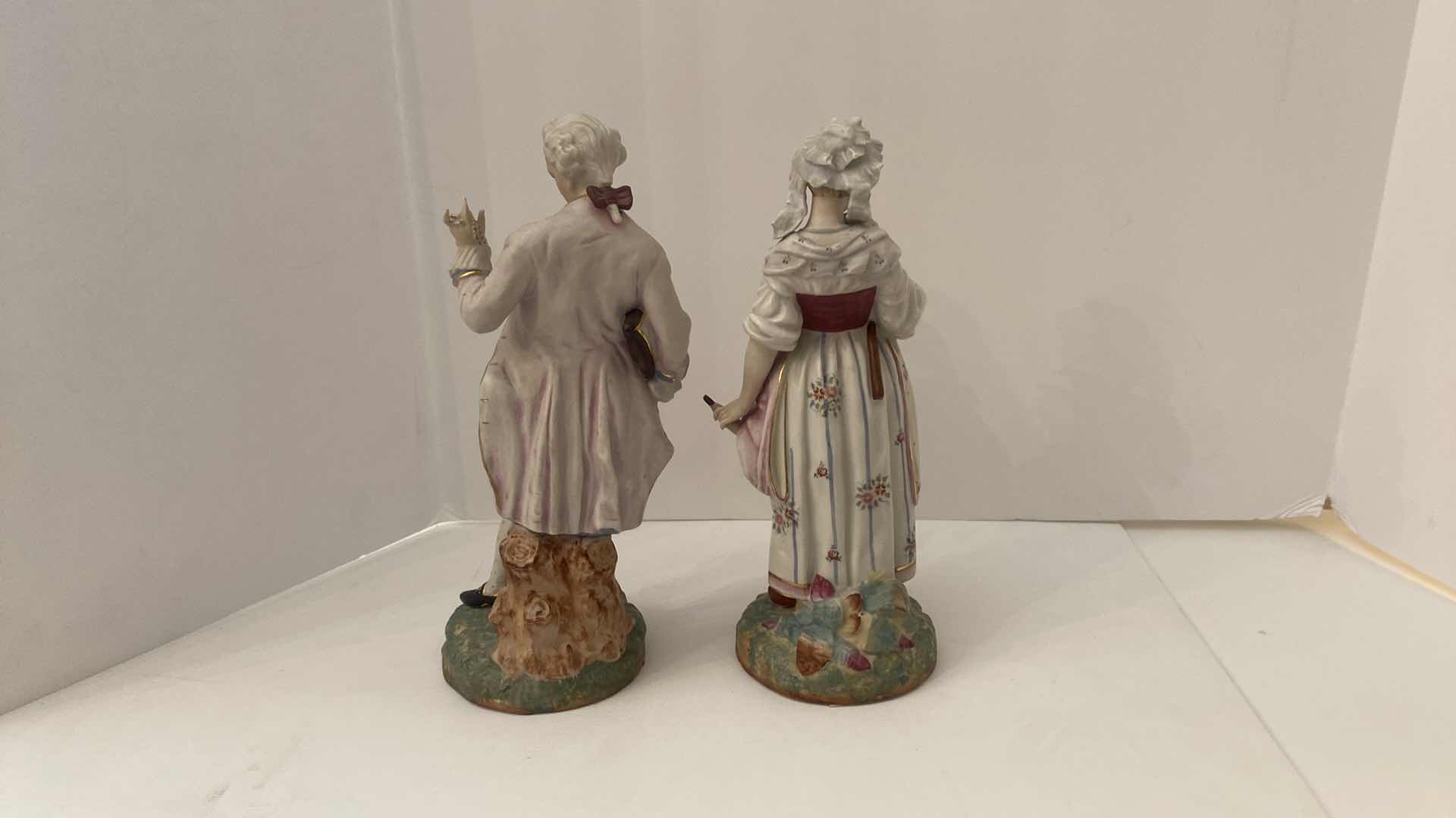 Photo 4 of PAIR OF BISQUE PORCELAIN FIGURINES 11 1/2”