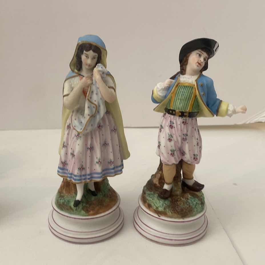 Photo 1 of PAIR OF VINTAGE PORCELAIN FIGURINES H 6”