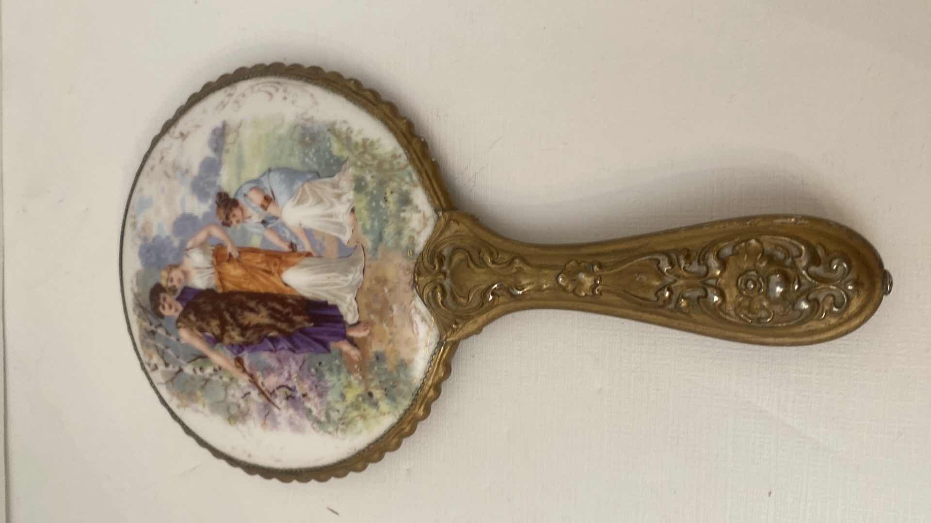 Photo 2 of VINTAGE ART NOVEAU HAND MIRROR & BRUSH