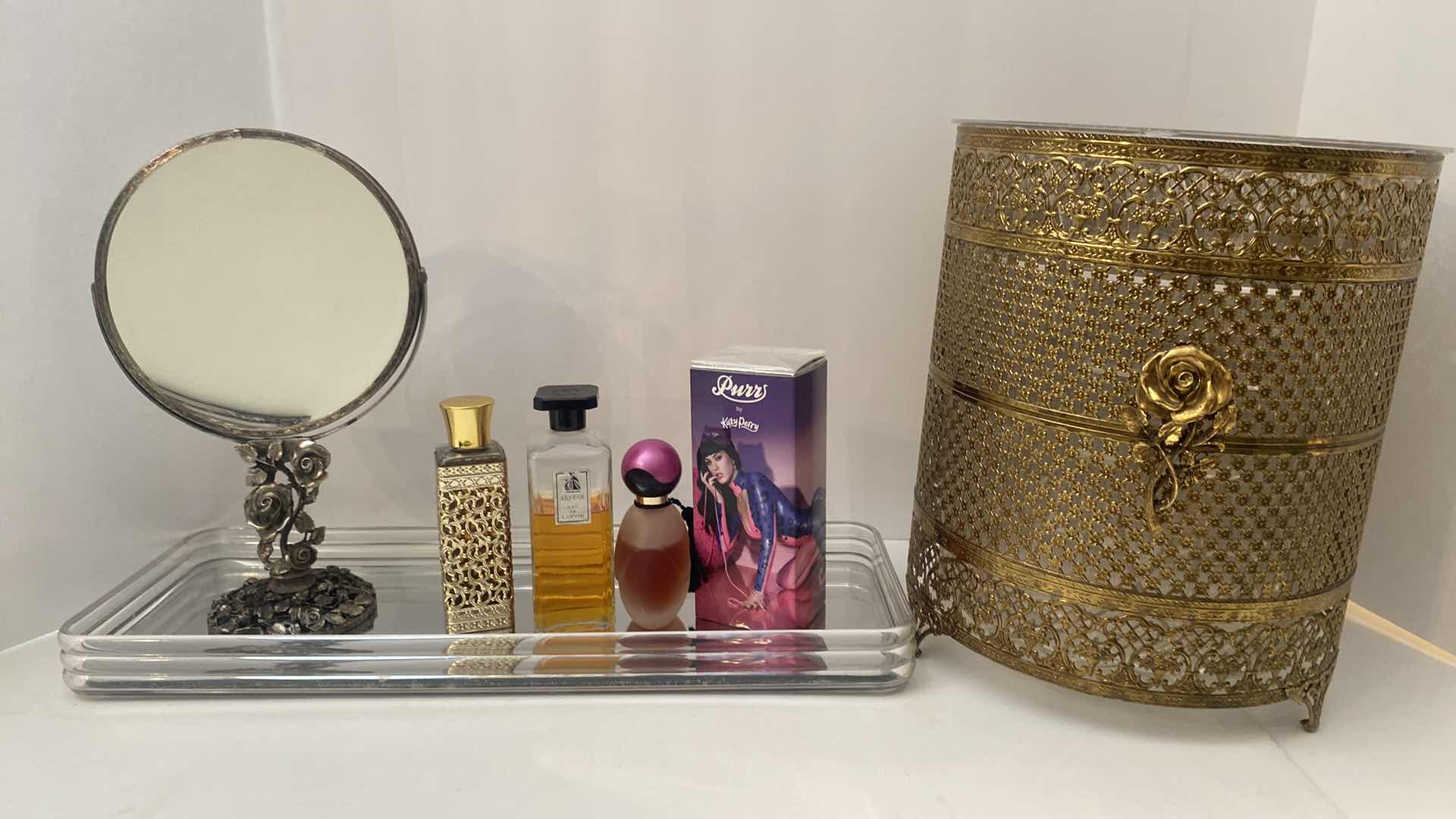 Photo 1 of GOLD VANITY ITEMS AND ASSORTED PERFUME