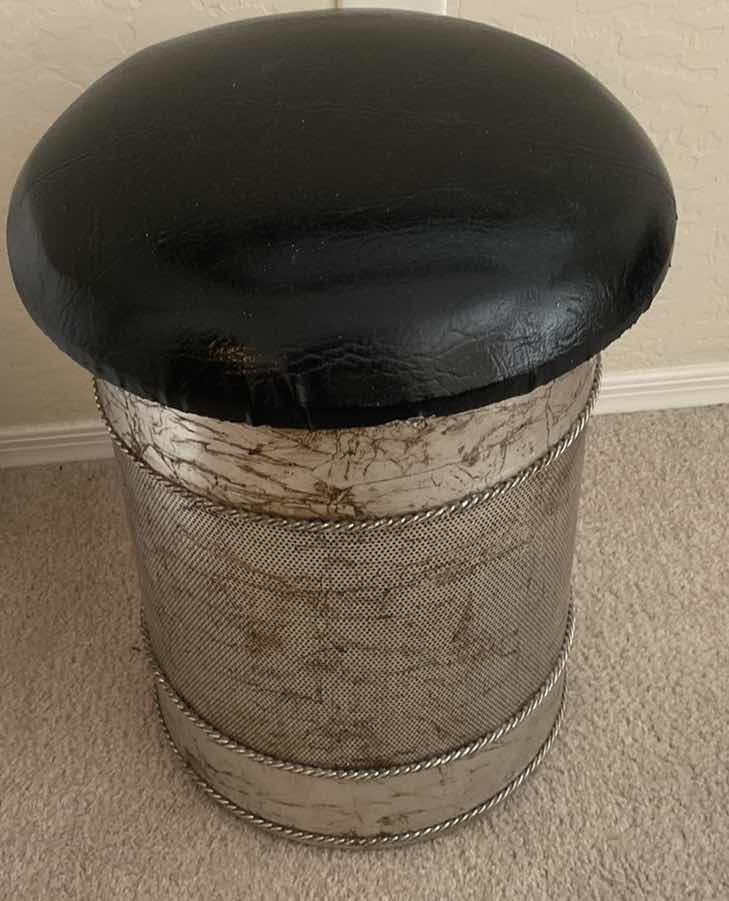 Photo 1 of METAL HAMPER WITH BLACK VINYL SEAT 14” x 18”