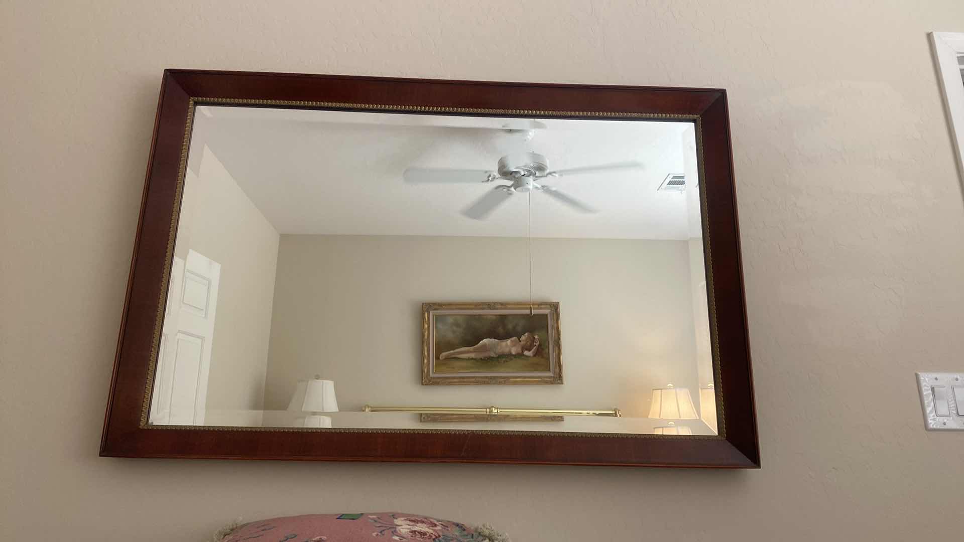 Photo 2 of WOOD FRAMED BEVELED MIRROR 52 1/2” x 34 1/2”