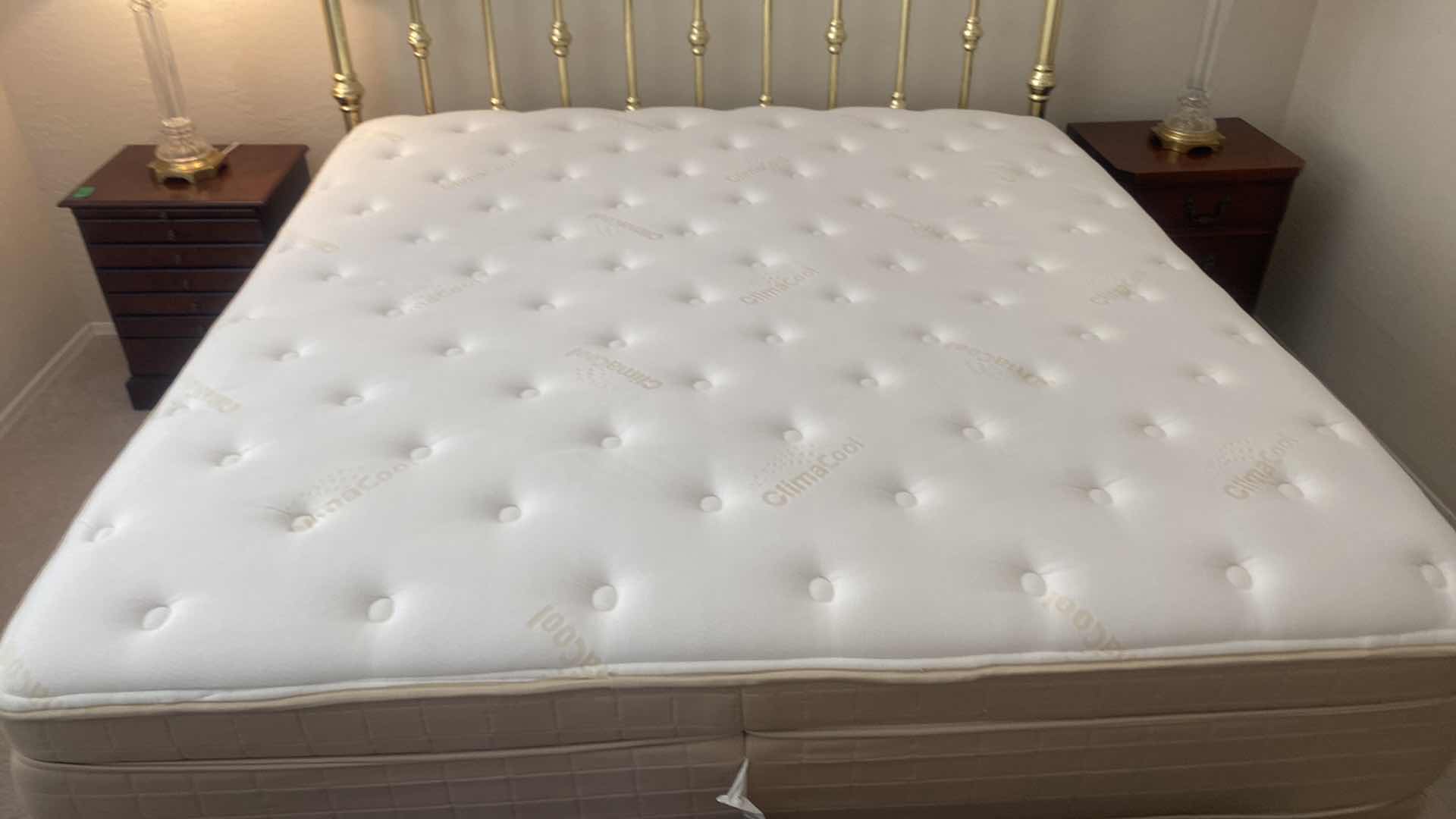 Photo 2 of KING SIZE CLIMACOOL MATTRESS AND BOX SPRINGS 76” x 80” NO VISIBLE STAINS