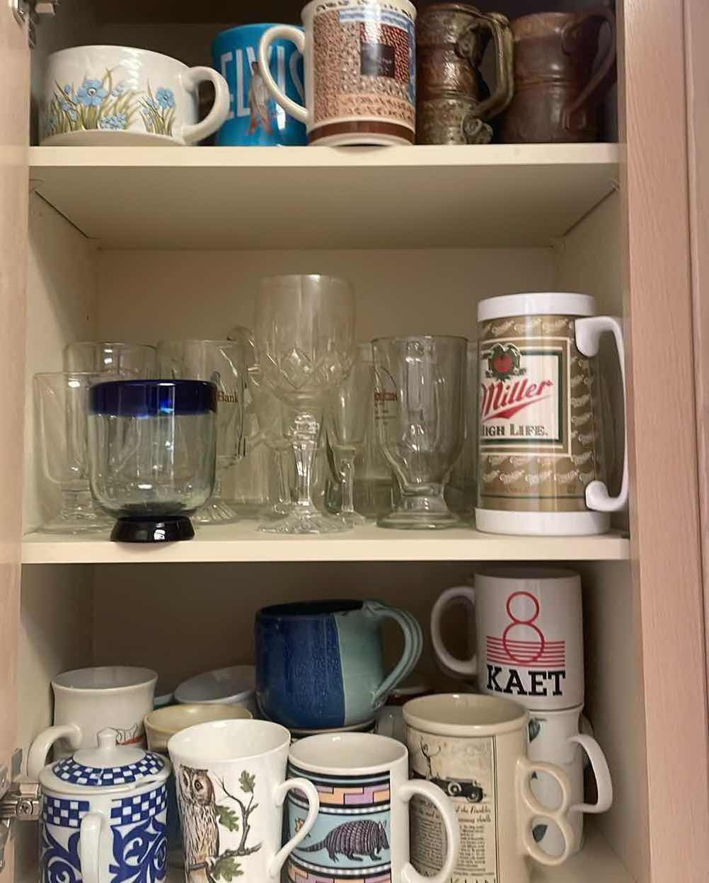 Photo 1 of CONTENTS OF KITCHEN CABINET - COFFEE CUPS  MUGS & GLASSES