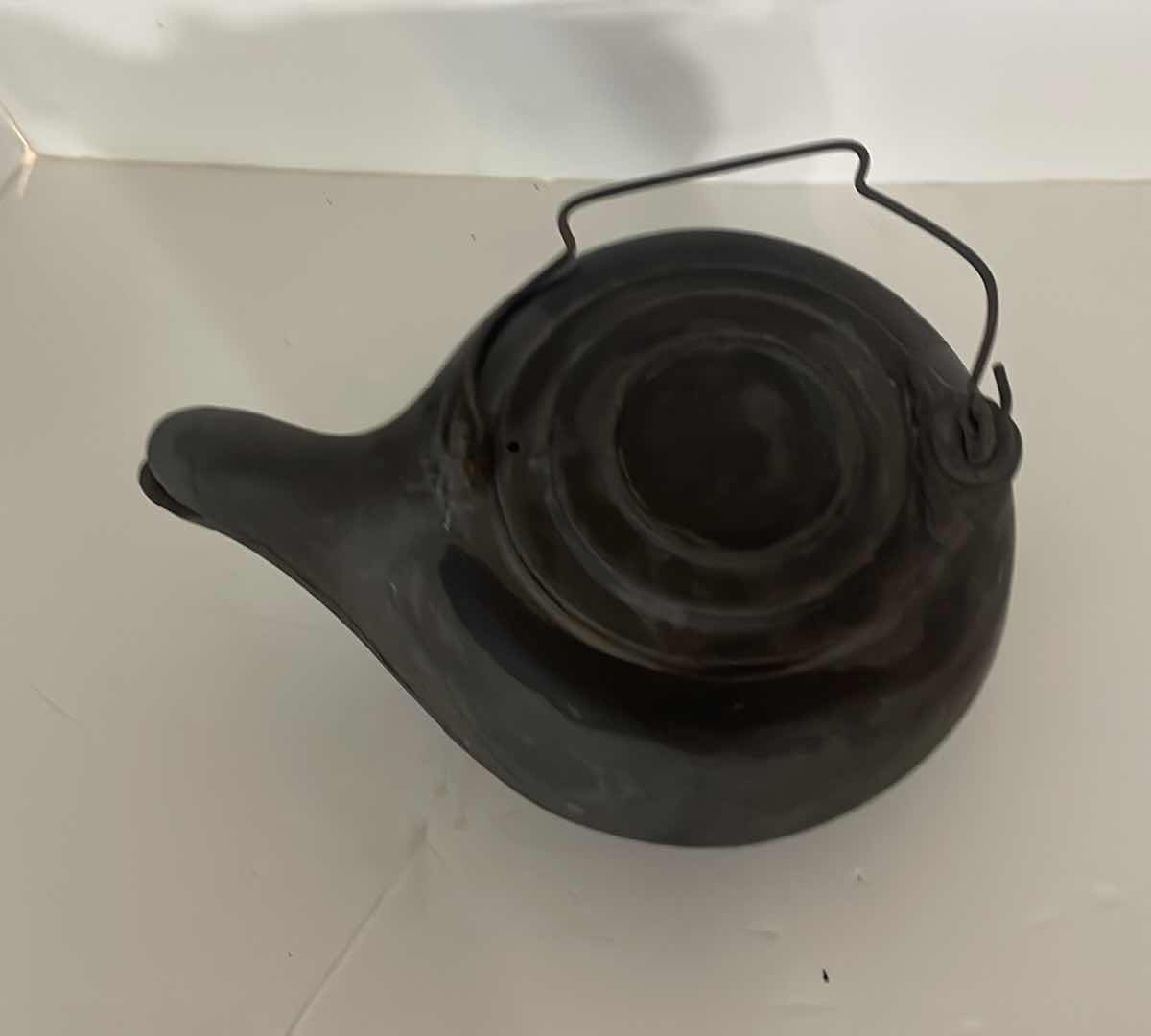 Photo 3 of ANTIQUE CAST IRON TEA KETTLE 10”