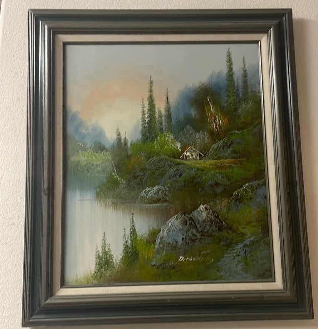 Photo 1 of FRAMED OIL ON CANVAS LANDSCAPE SIGNED BY D. MORRIS ARTWORK  32” x 27”