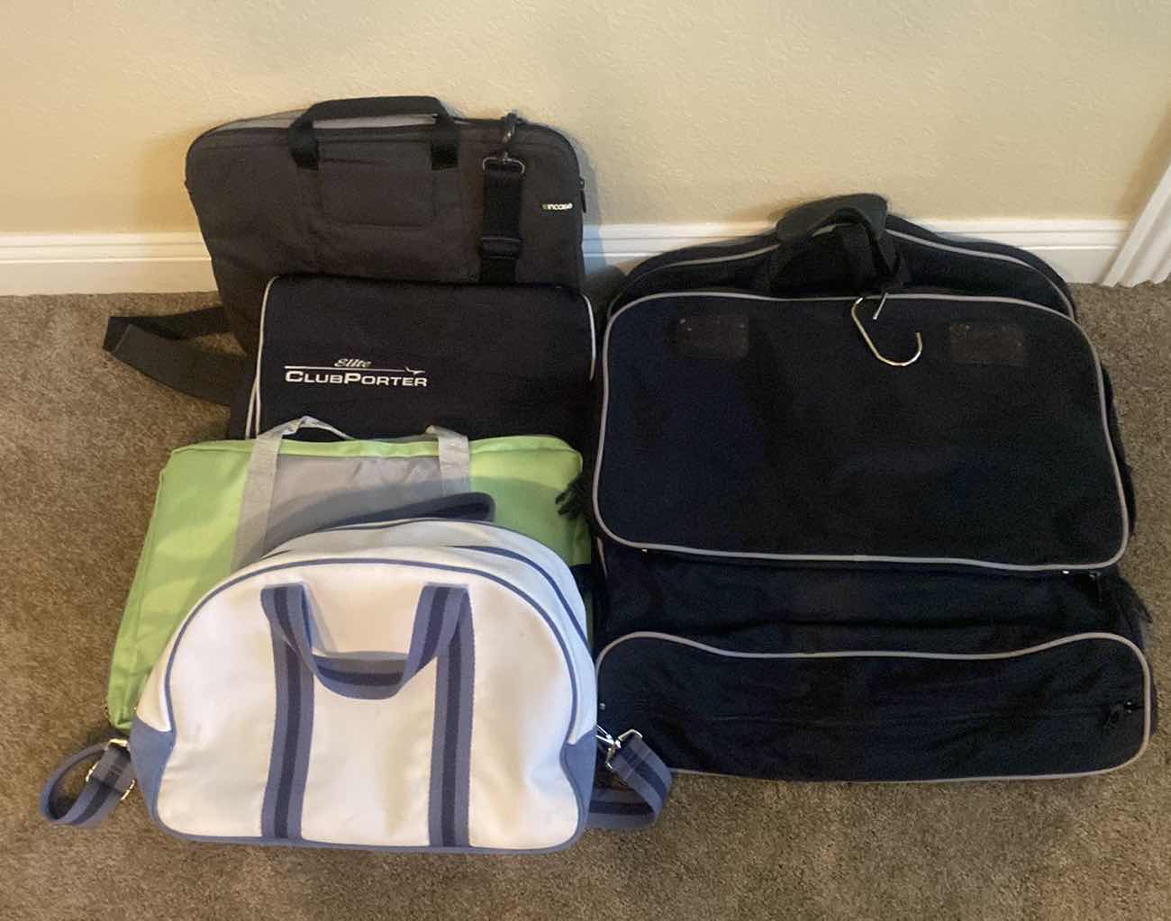 Photo 1 of 1 GARMENT BAG & 4 SOFT SIDED BAGS