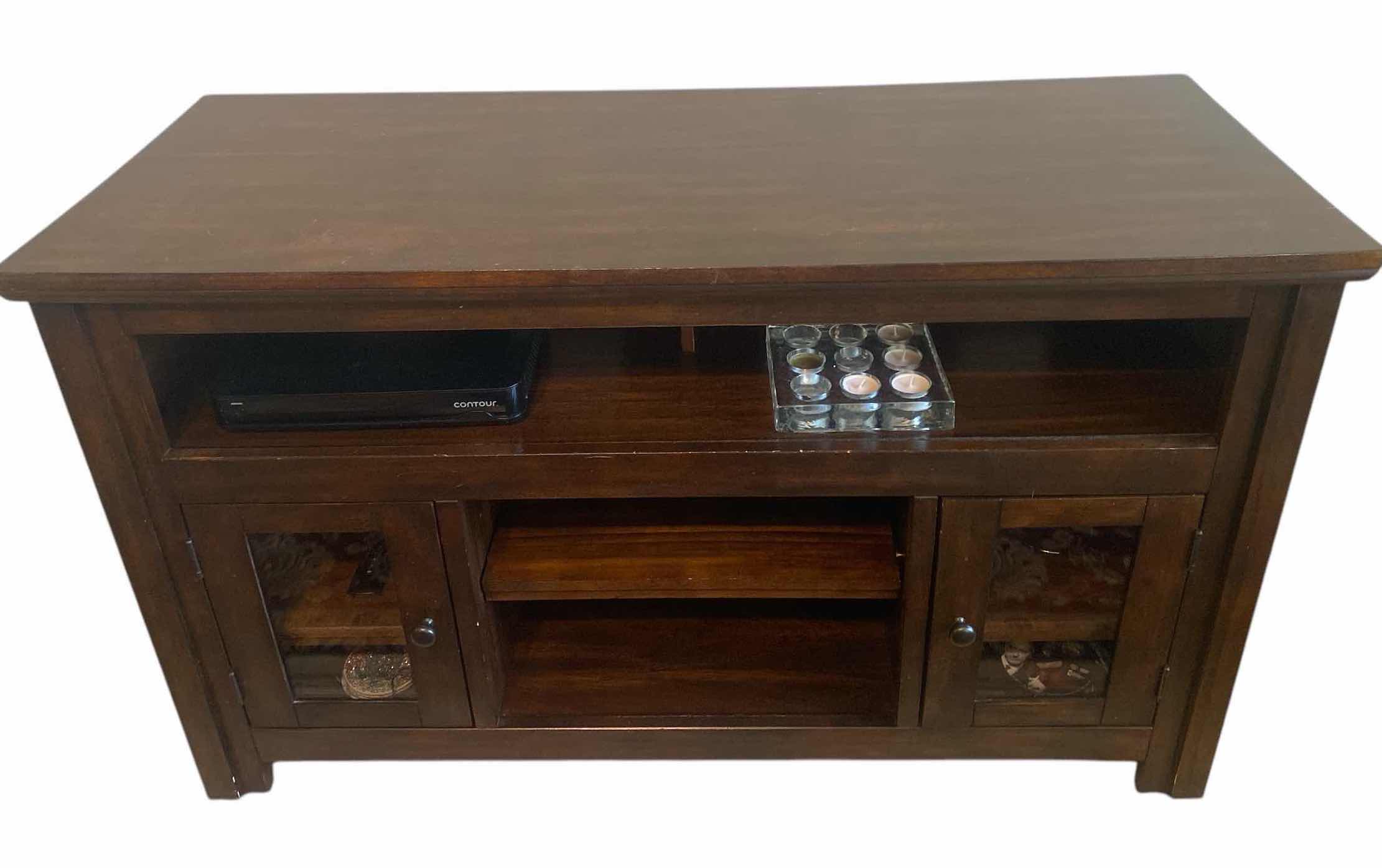 Photo 1 of DARK WOOD ENTERTAINMENT CENTER 20“ x 50“ H29 1/2”
