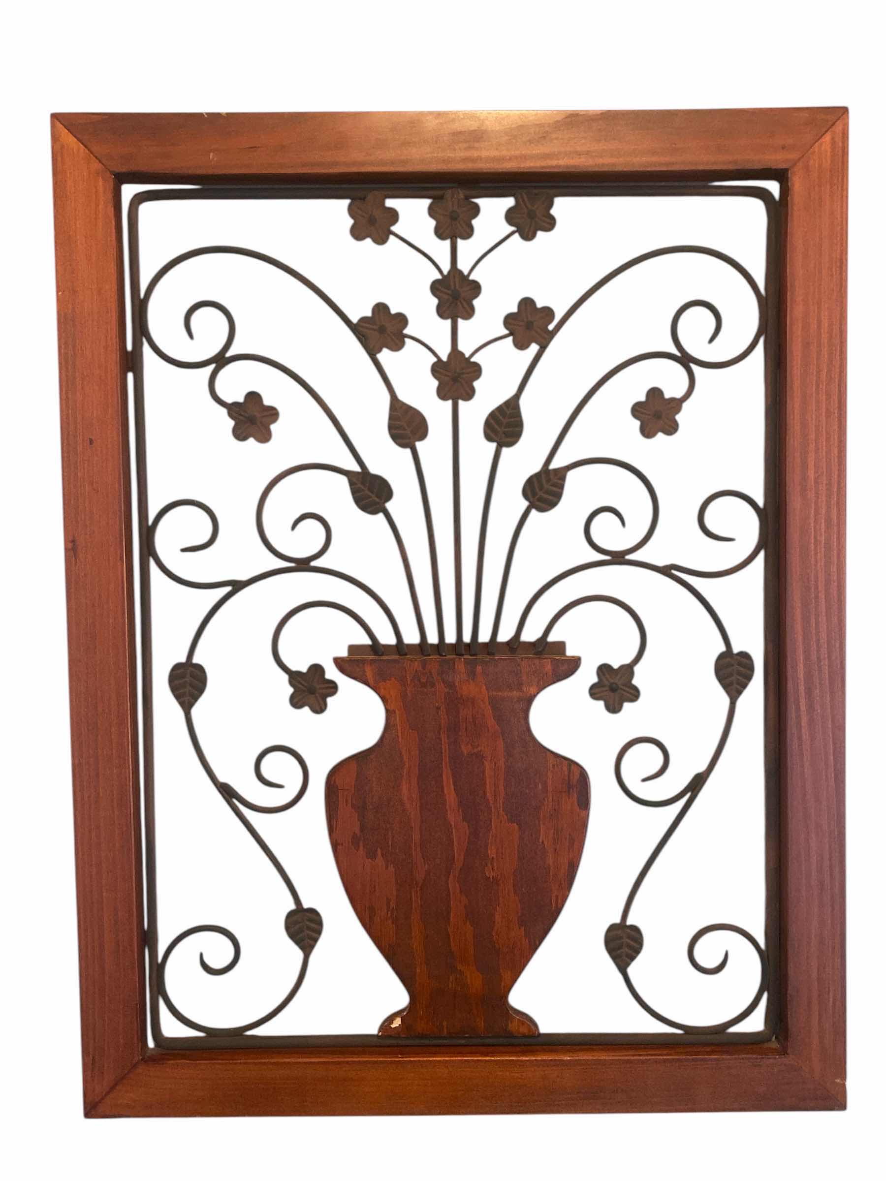 Photo 1 of WOOD & IRON FLORAL WALL PLAQUE 17 1/2” x 23”