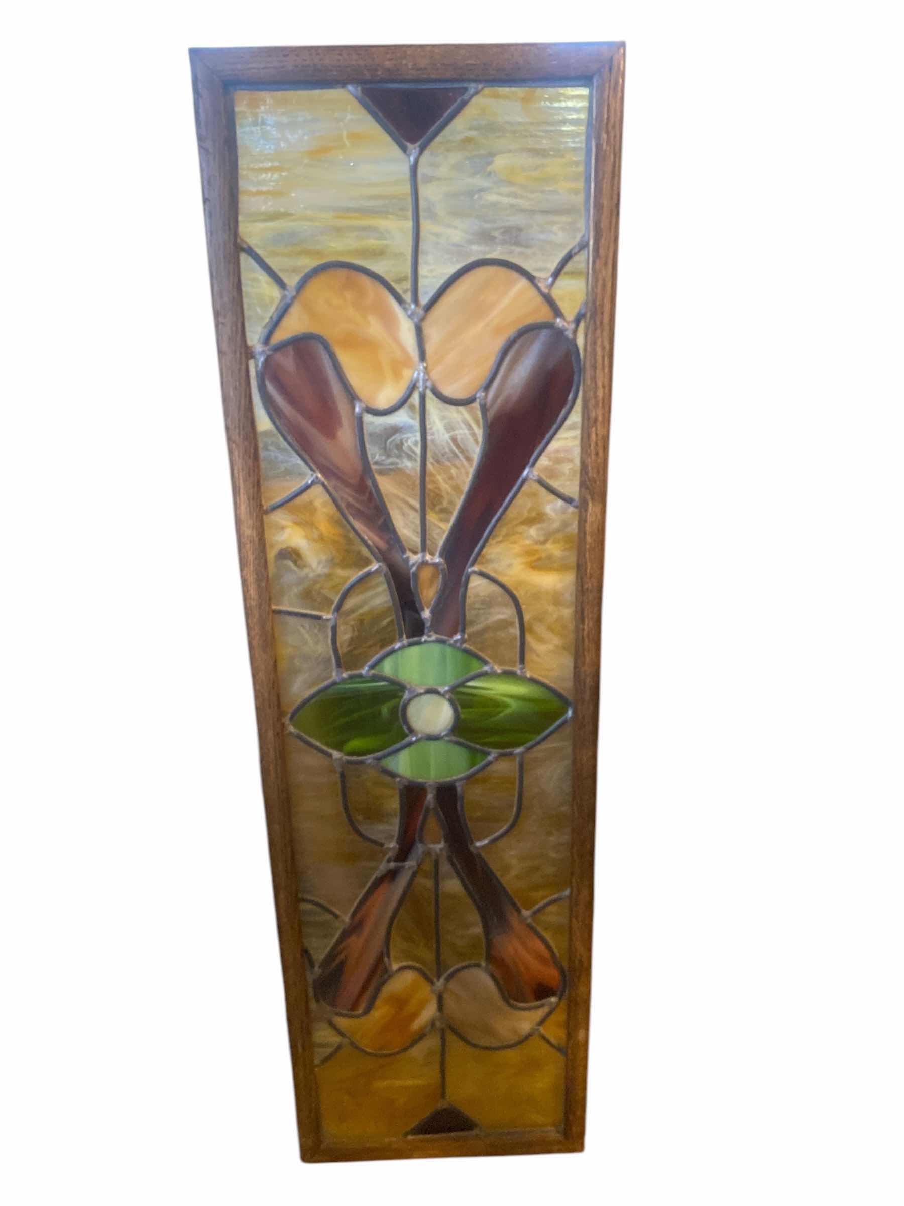 Photo 1 of WOOD FRAMED STAINED GLASS ARTWORK 13” x 44”