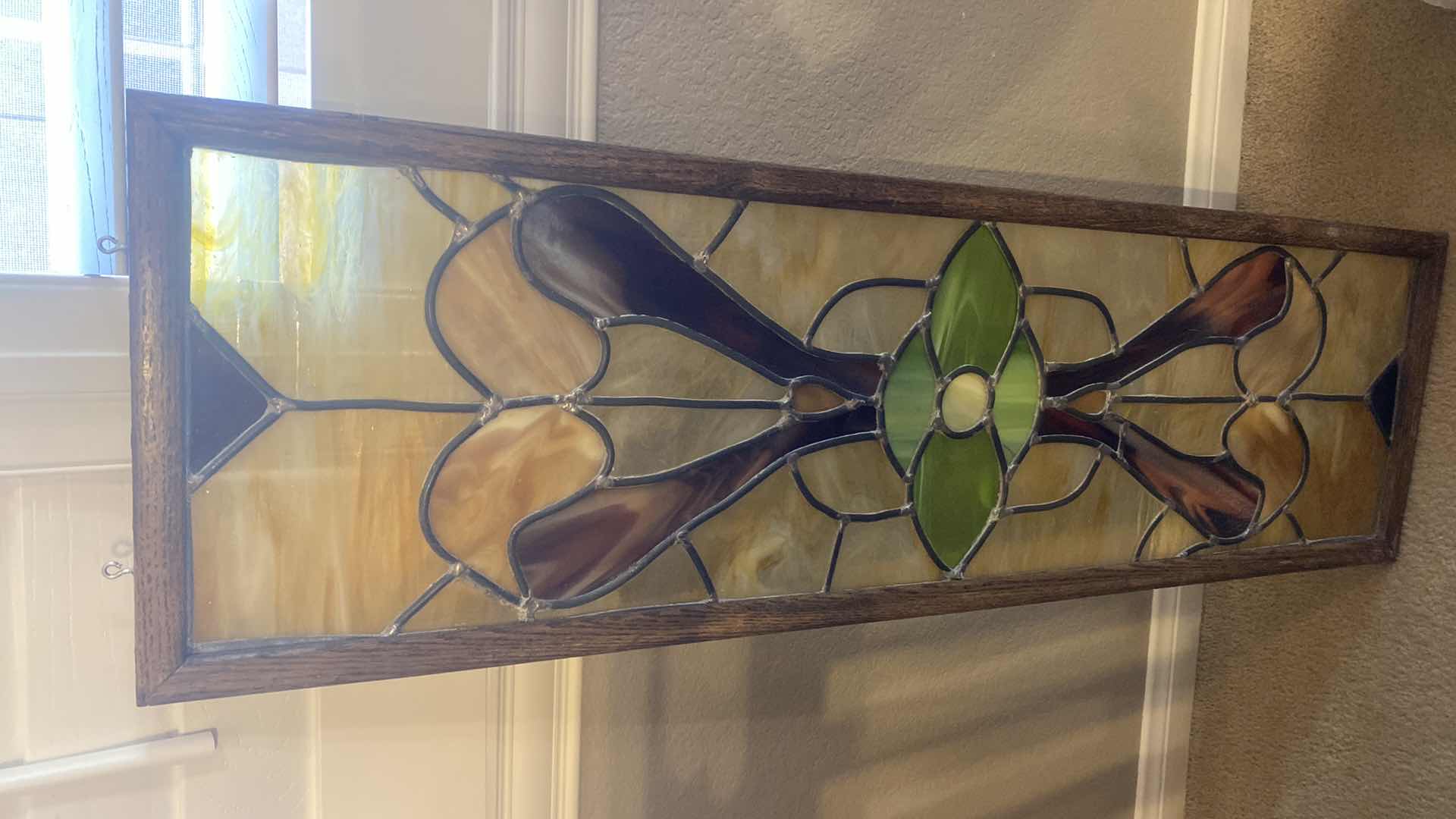 Photo 1 of WOOD FRAMED STAINED GLASS ARTWORK 13” x 44”
