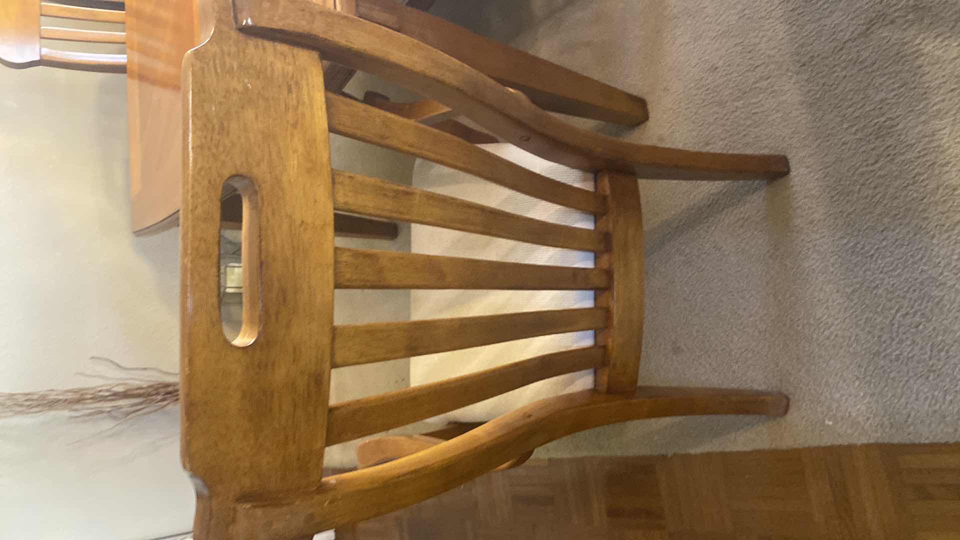 Photo 1 of OAK DINING ROOM SET WITH 6 DINING ROOM CHAIRS SHOWN WITH 1 LEAF MEASURES 80“ x 41 1/2“ H30” (LEAF IS 18”)