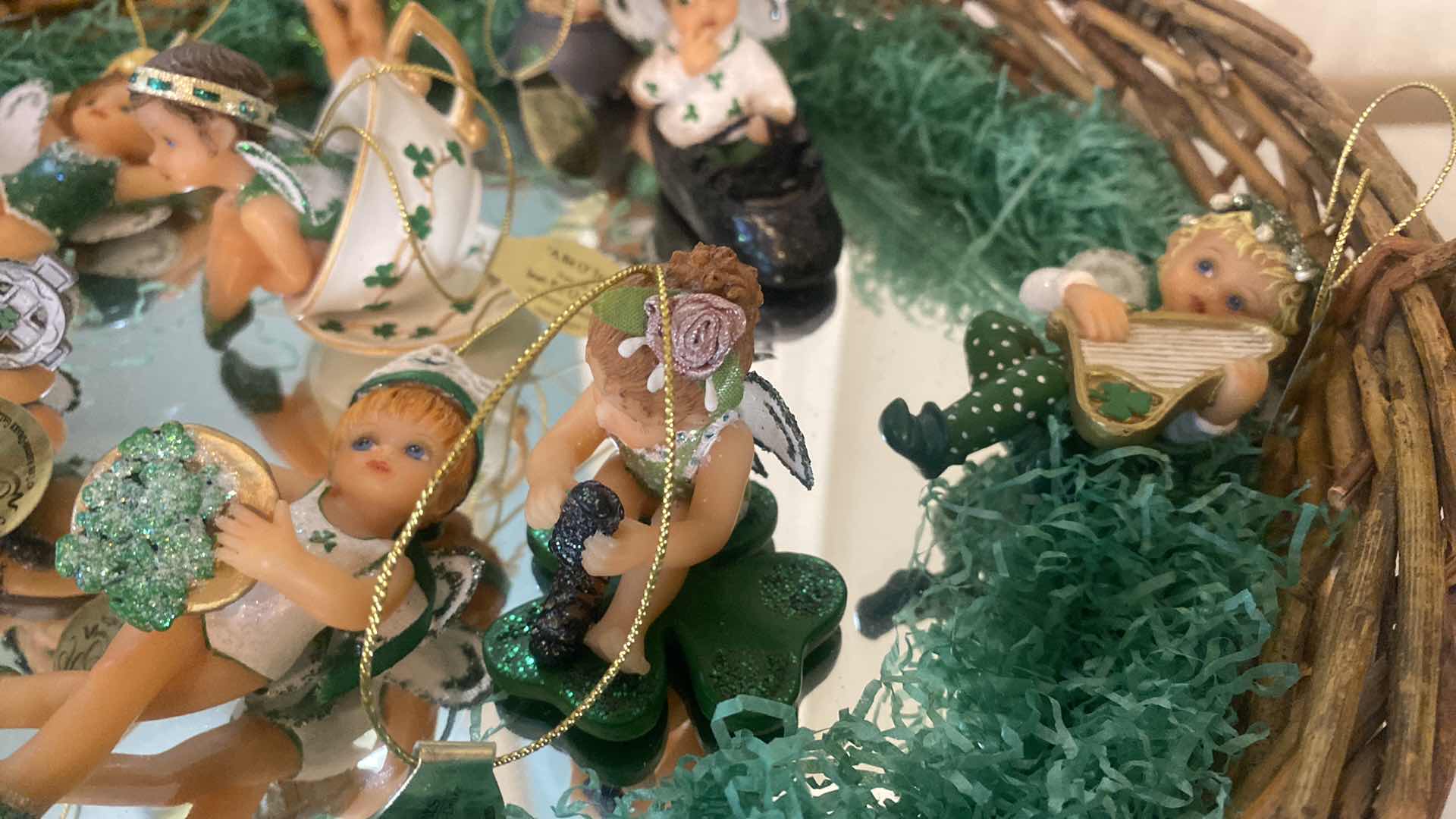 Photo 1 of BASKET WITH 9 IRISH HEIRLOOM ORNAMENTS WITH COA