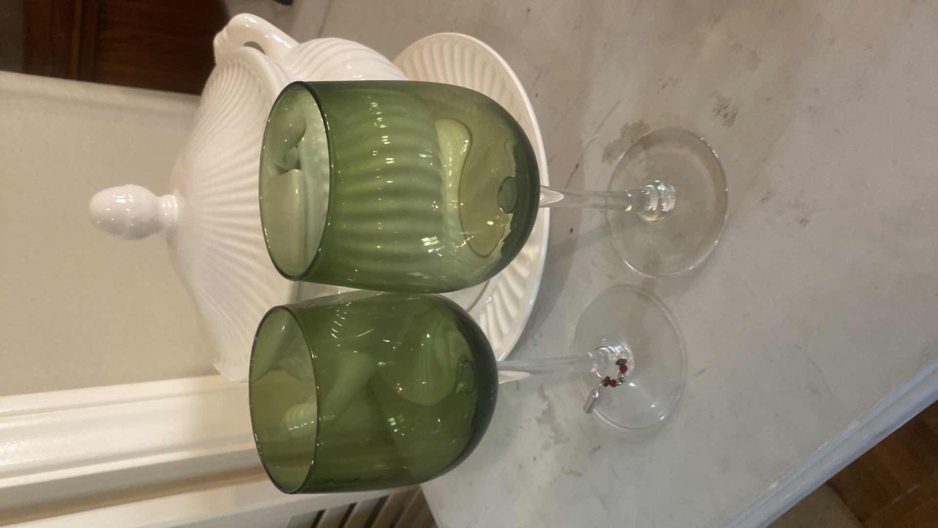 Photo 1 of SOUP TUREEN 2 WINE GLASSES & SALT PEPPER SHAKERS