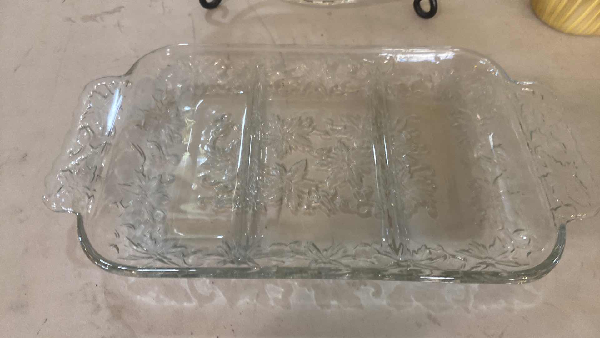 Photo 1 of GLASS SERVE WARE & RUFFLED VASE H8”