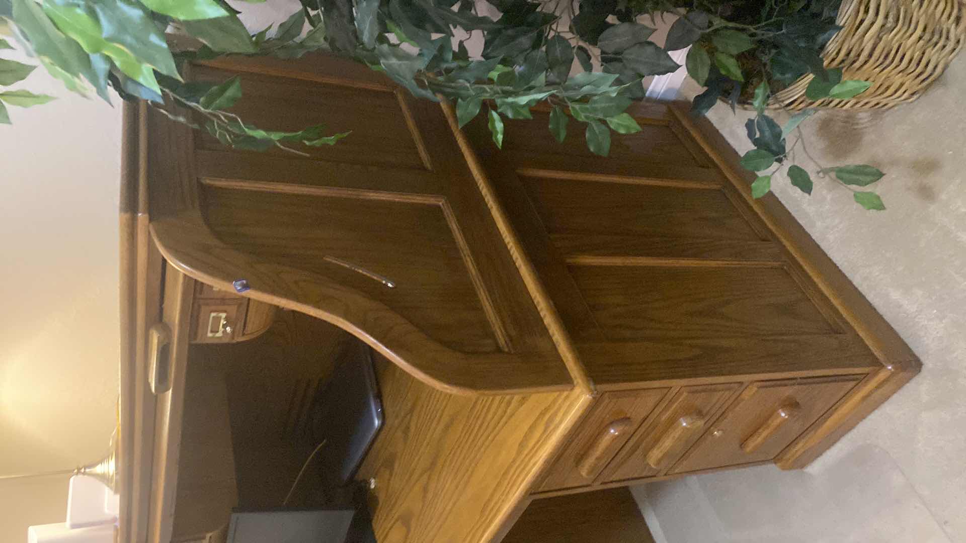 Photo 1 of OAK ROLL TOP DESK 57” x 35” H53” (DESK ONLY COMPUTERS NOT FOR SALE)