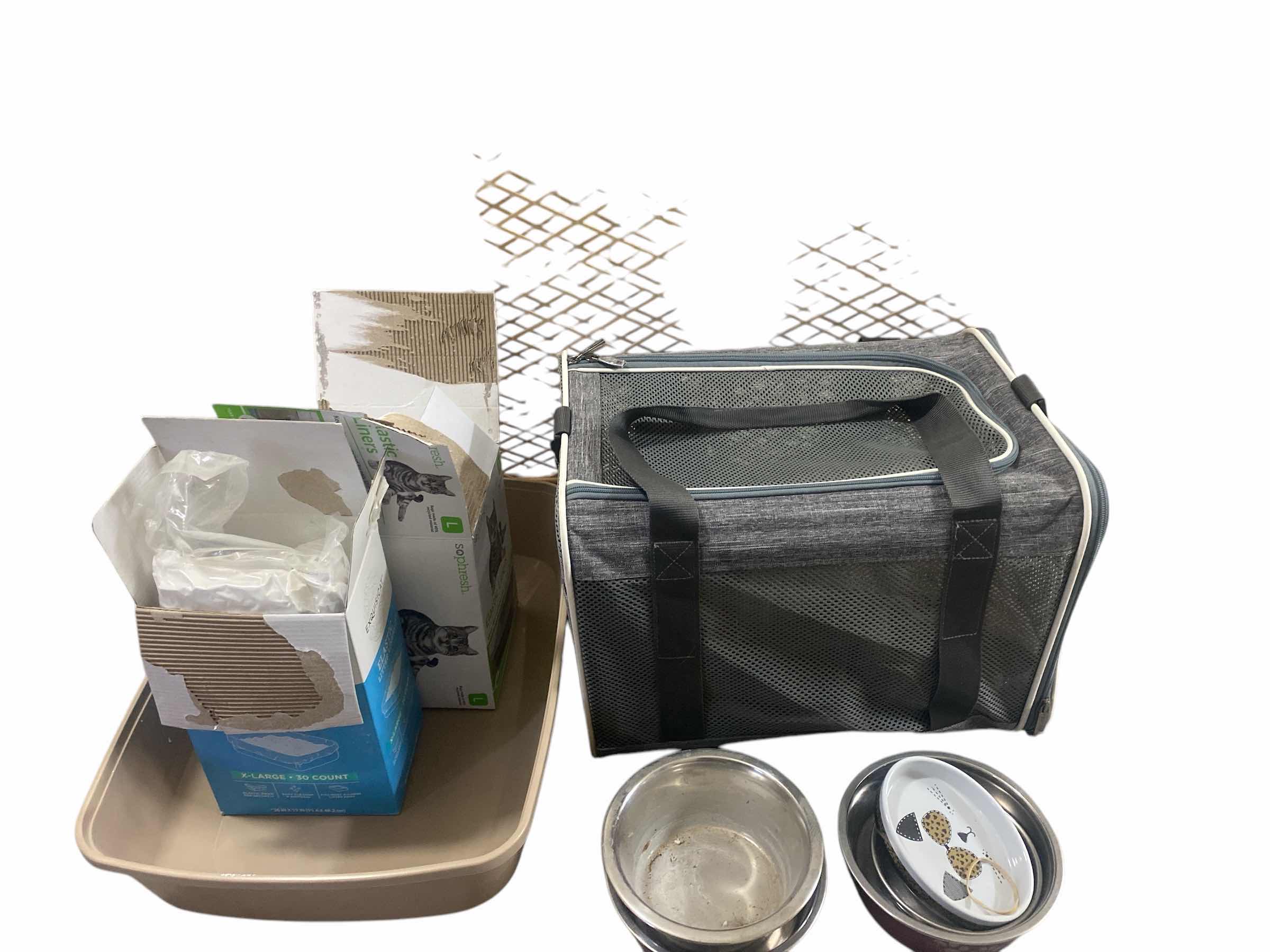 Photo 1 of SMALL PET ESSENTIALS- CARRIER GATE BOWLS LITERALLY BOX & LINERS