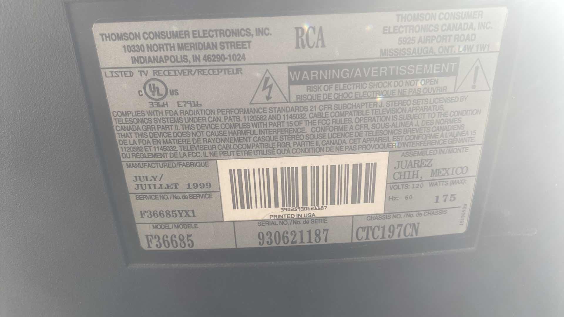 Photo 1 of 38” RCA TV WITH REMOTE