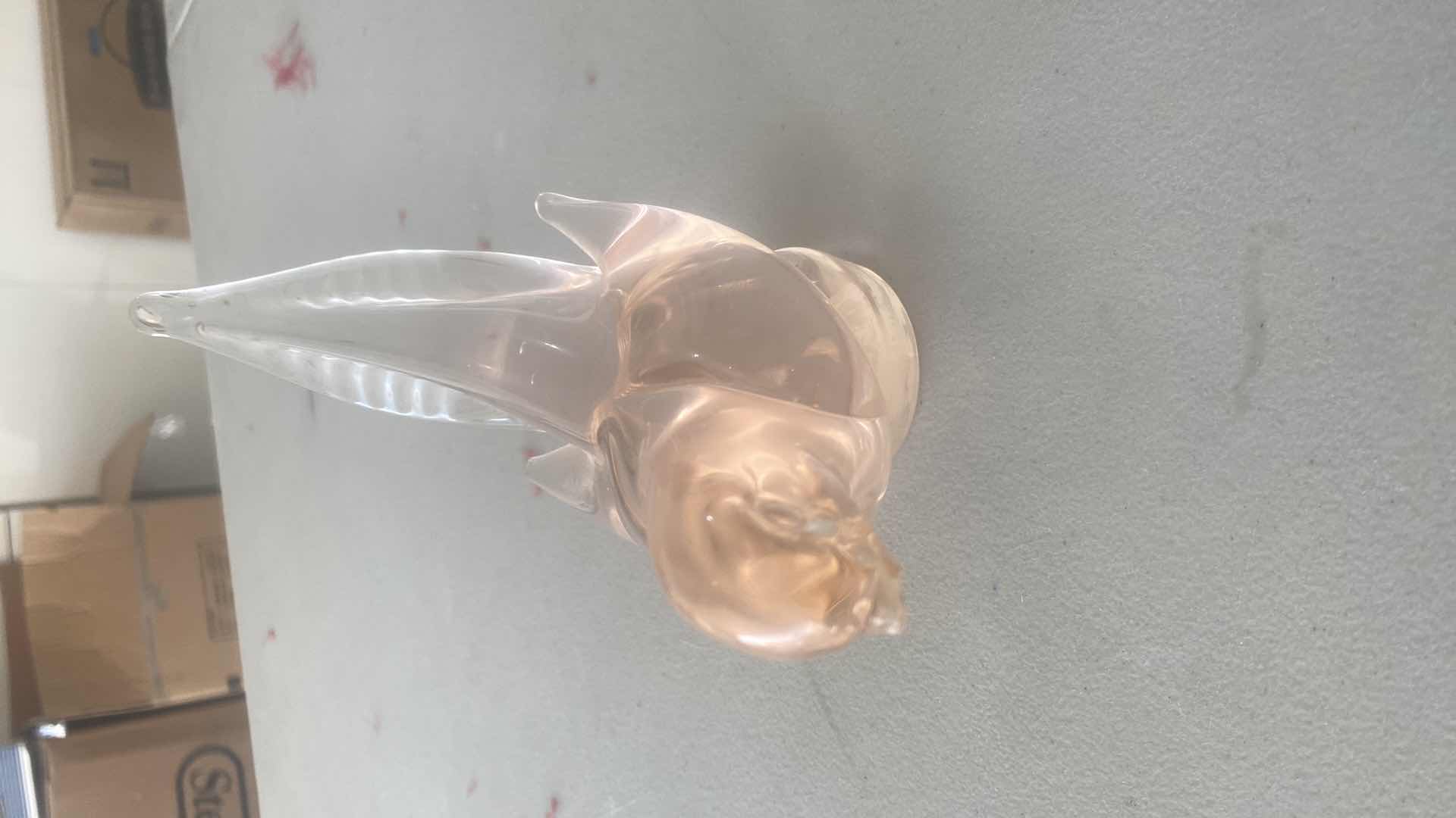 Photo 1 of MURANO PINK GLASS BIRDS 7 1/2” x 5 1/2”