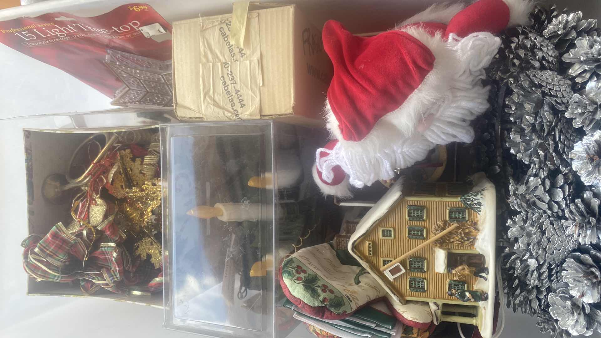Photo 1 of TOTE & 2 BOXES CHRISTMAS ORNAMENTS - SEE PICTURES
