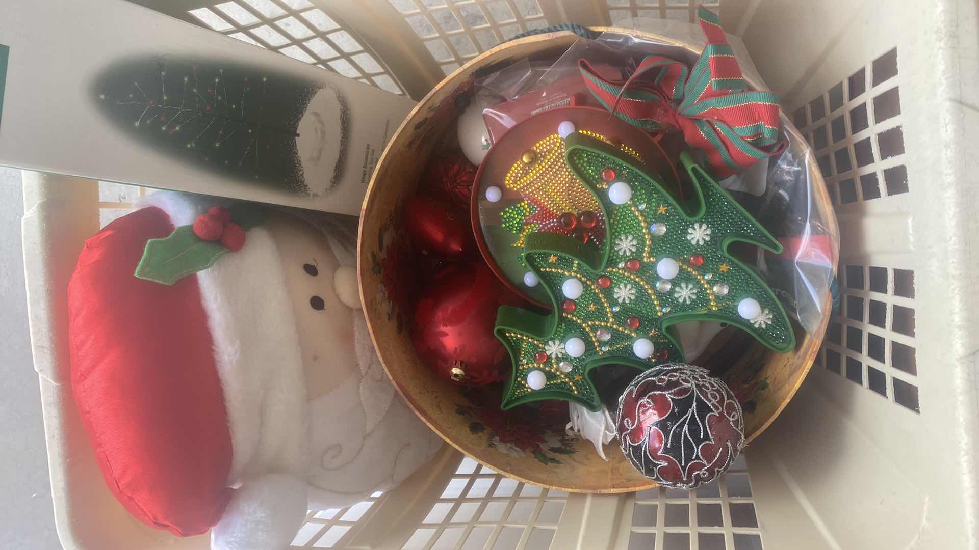 Photo 1 of TOTE & 2 BOXES CHRISTMAS ORNAMENTS - SEE PICTURES