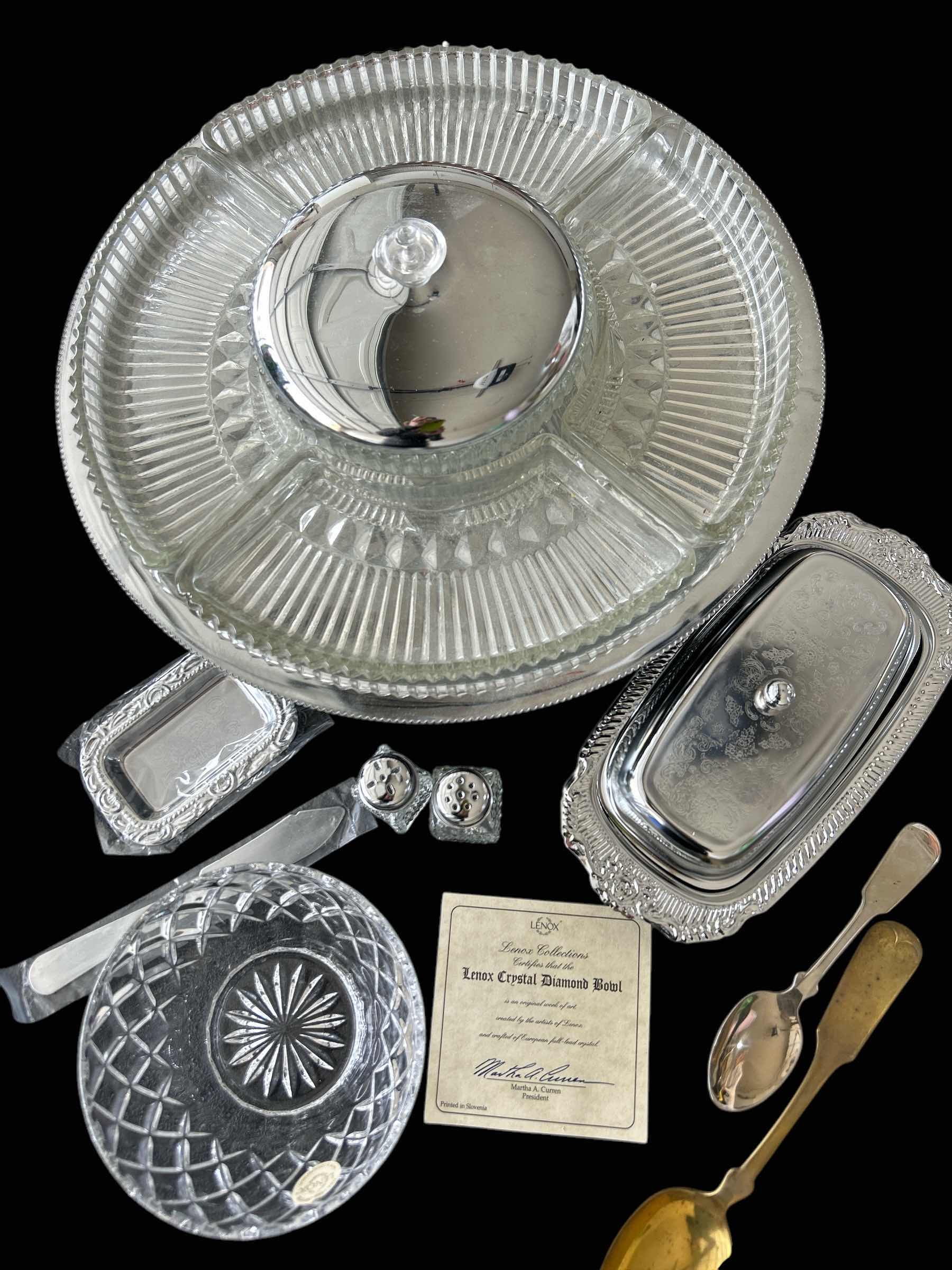 Photo 1 of SILVERPLATE AND CRYSTAL ASSORTMENT