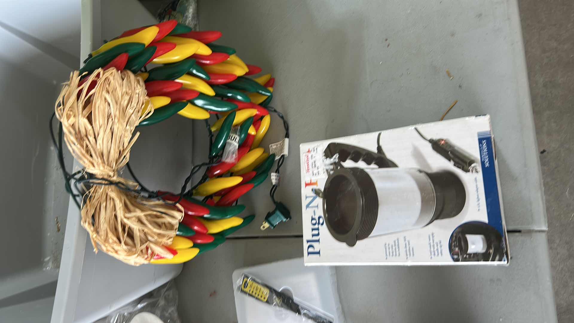 Photo 1 of TOTE FULL OF KITCHEN ITEMS