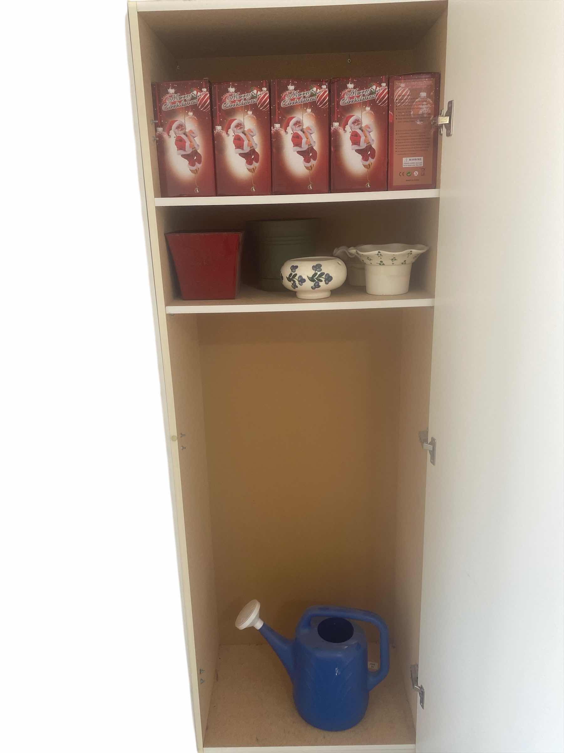 Photo 1 of CONTENTS OF GARAGE CABINET - CHRISTMAS ORNAMENTS CERAMIC POTS PLASTIC POTS & WATERING CAN