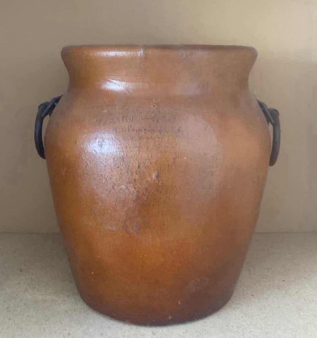 Photo 1 of POTTERY WITH METAL HANDLES 11” x 11”